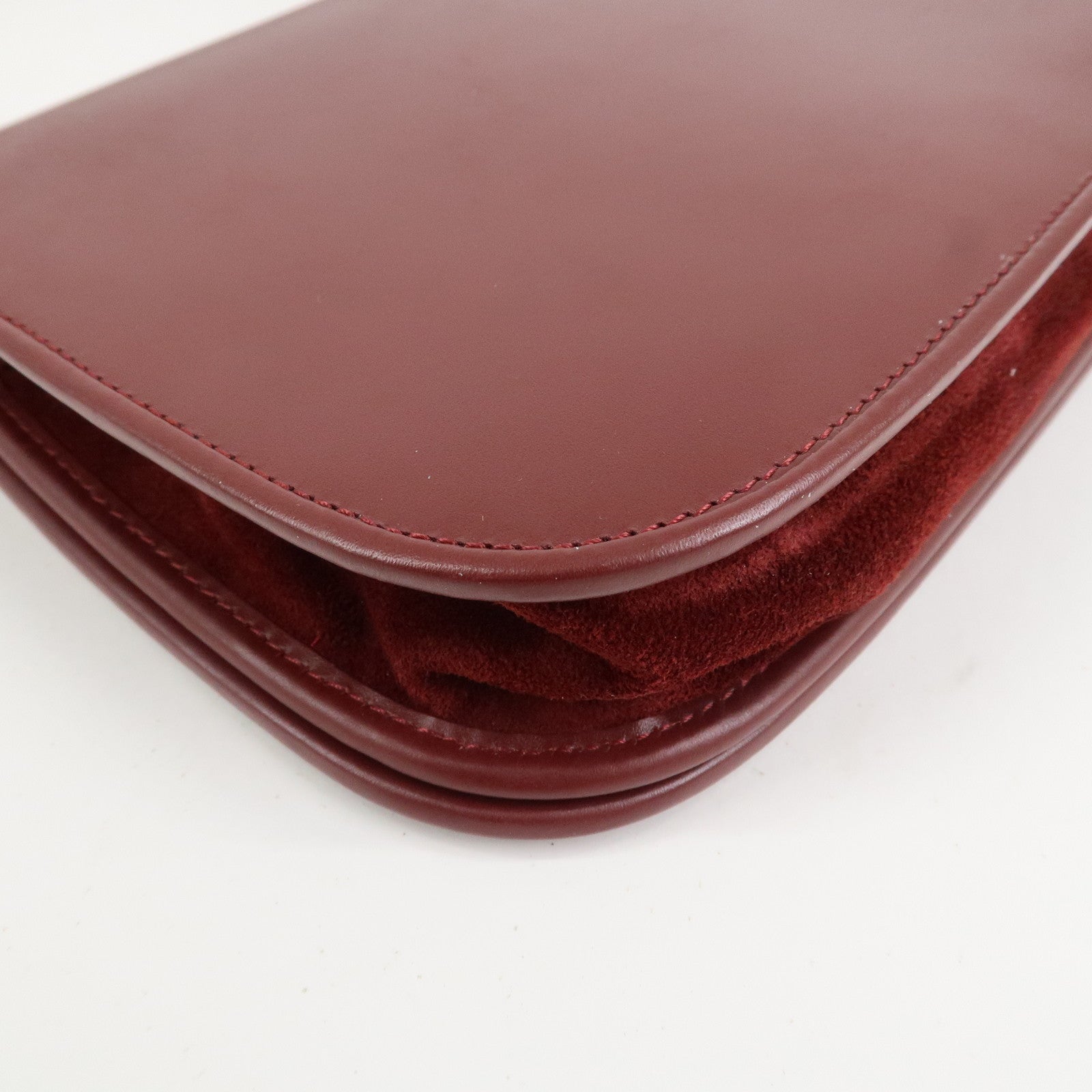 Cartier Must De Cartier Calf Leather Shoulder Bag Hand Bag Burgundy