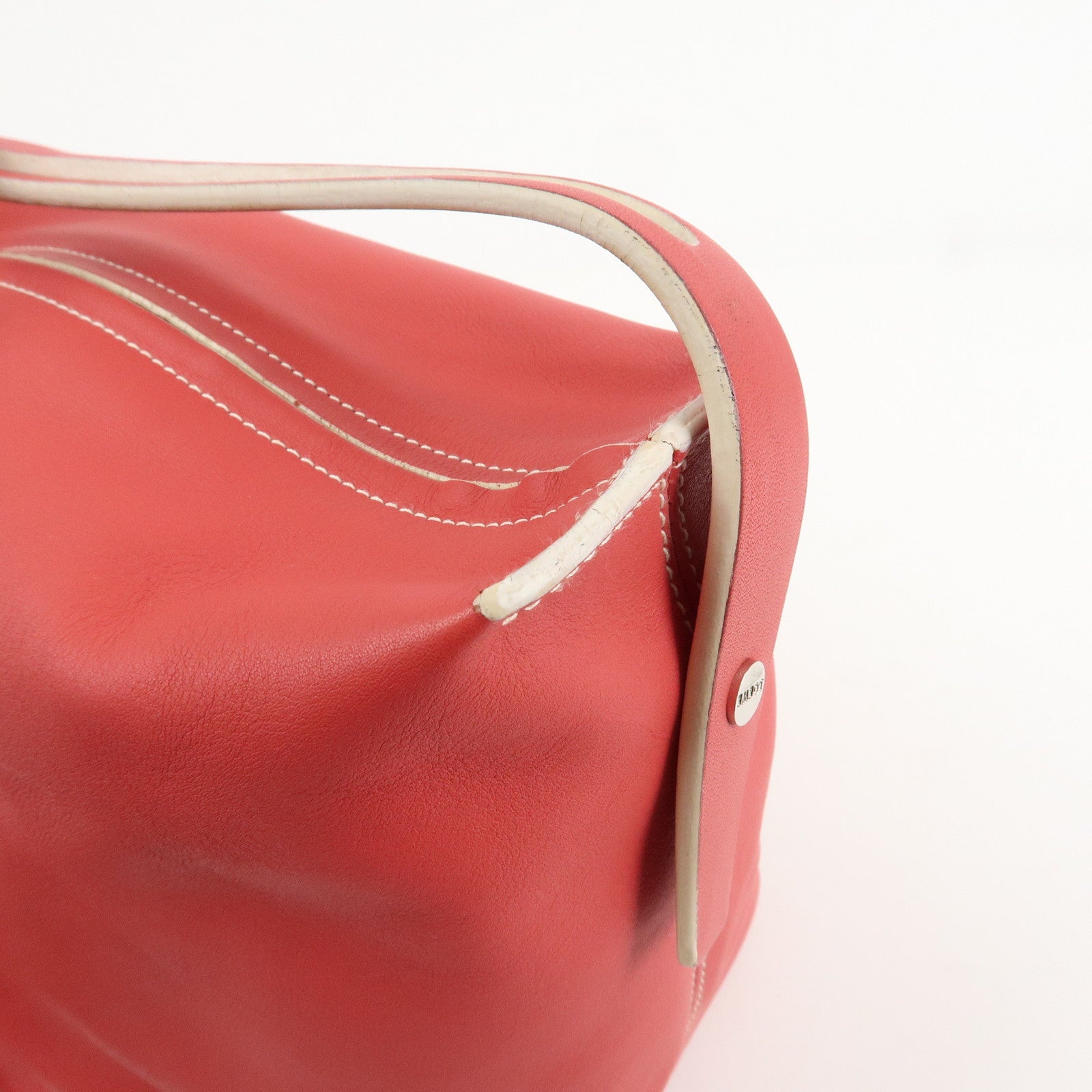 LOEWE Leather Hand Bag Red White Silver Hardware