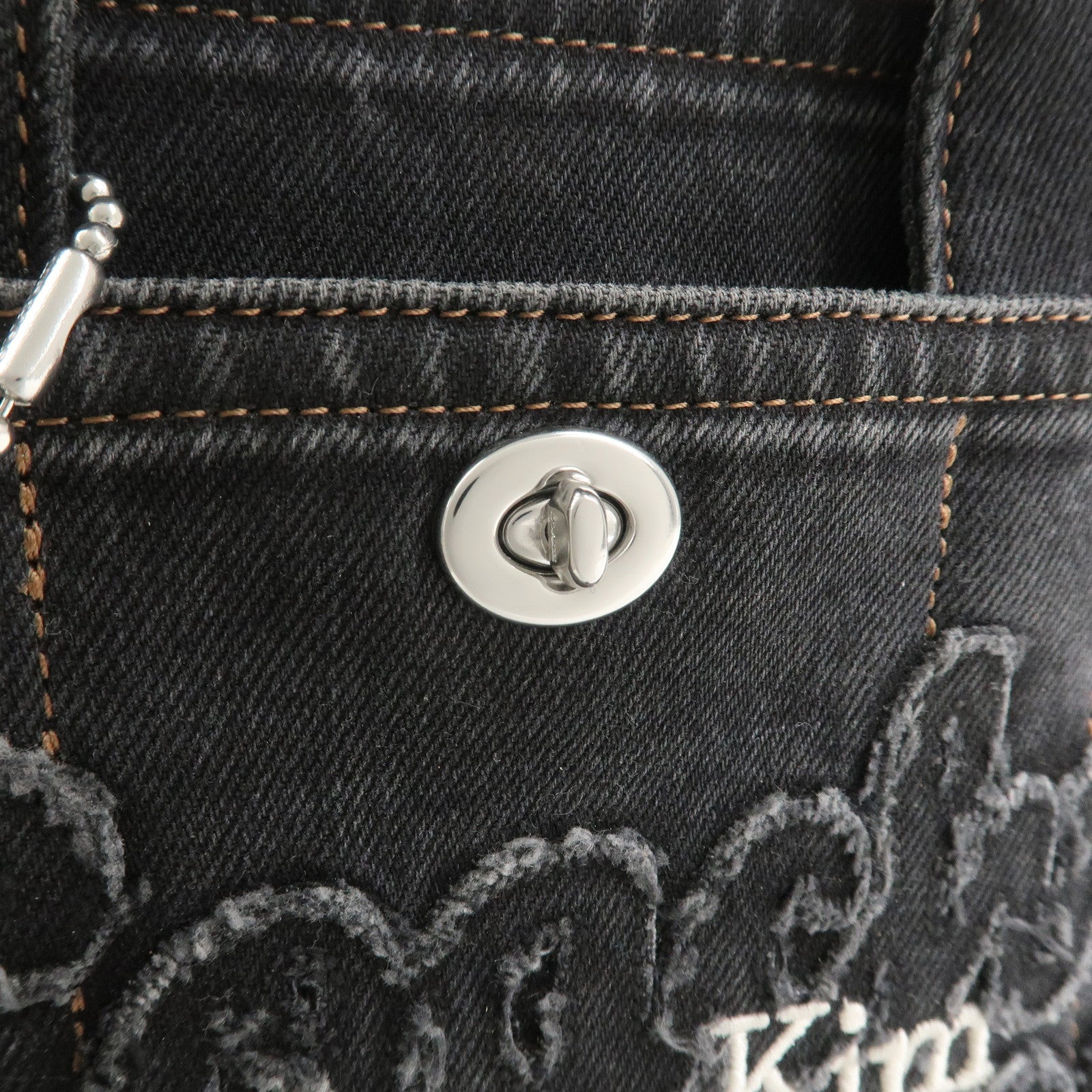 COACH Denim Leather 2Way Shoulder Bag Hand Bag Black