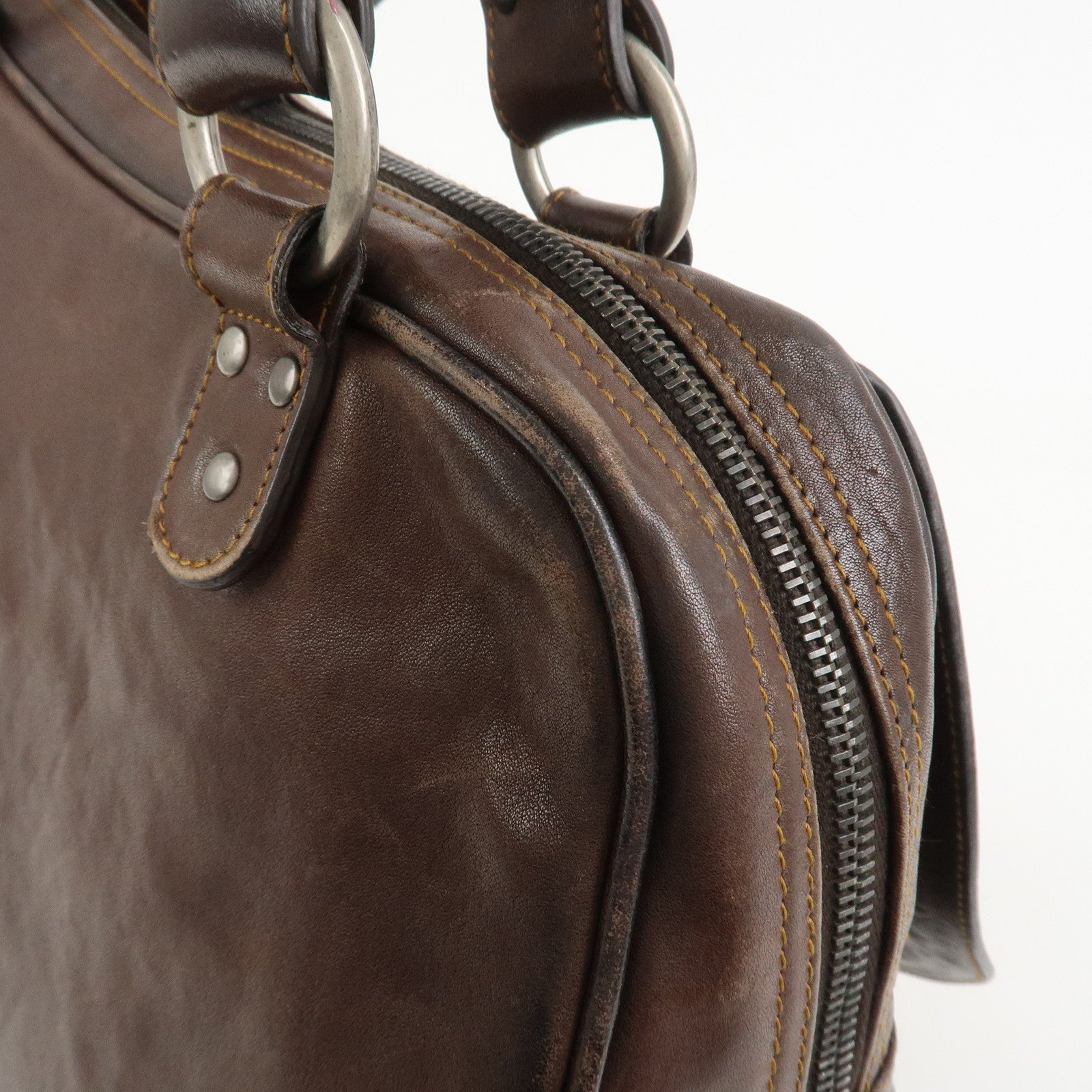 Christian Dior Gaucho Leather Shoulder Bag Hand Bag Brown