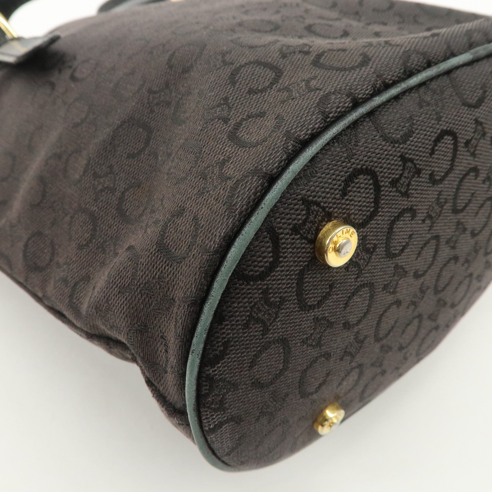 CELINE C Macadam Canvas Leather Tote Bag Shoulder Bag Black