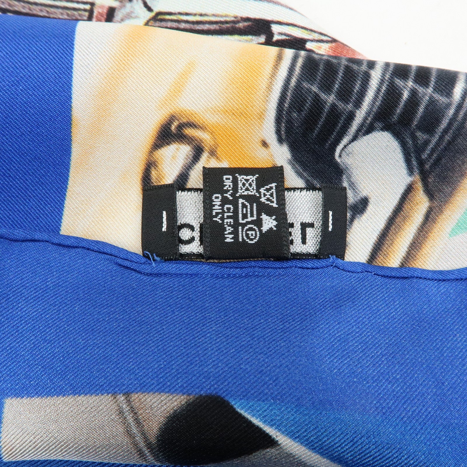 CHANEL Silk 100% Scarf Classic Car Print Blue Pink
