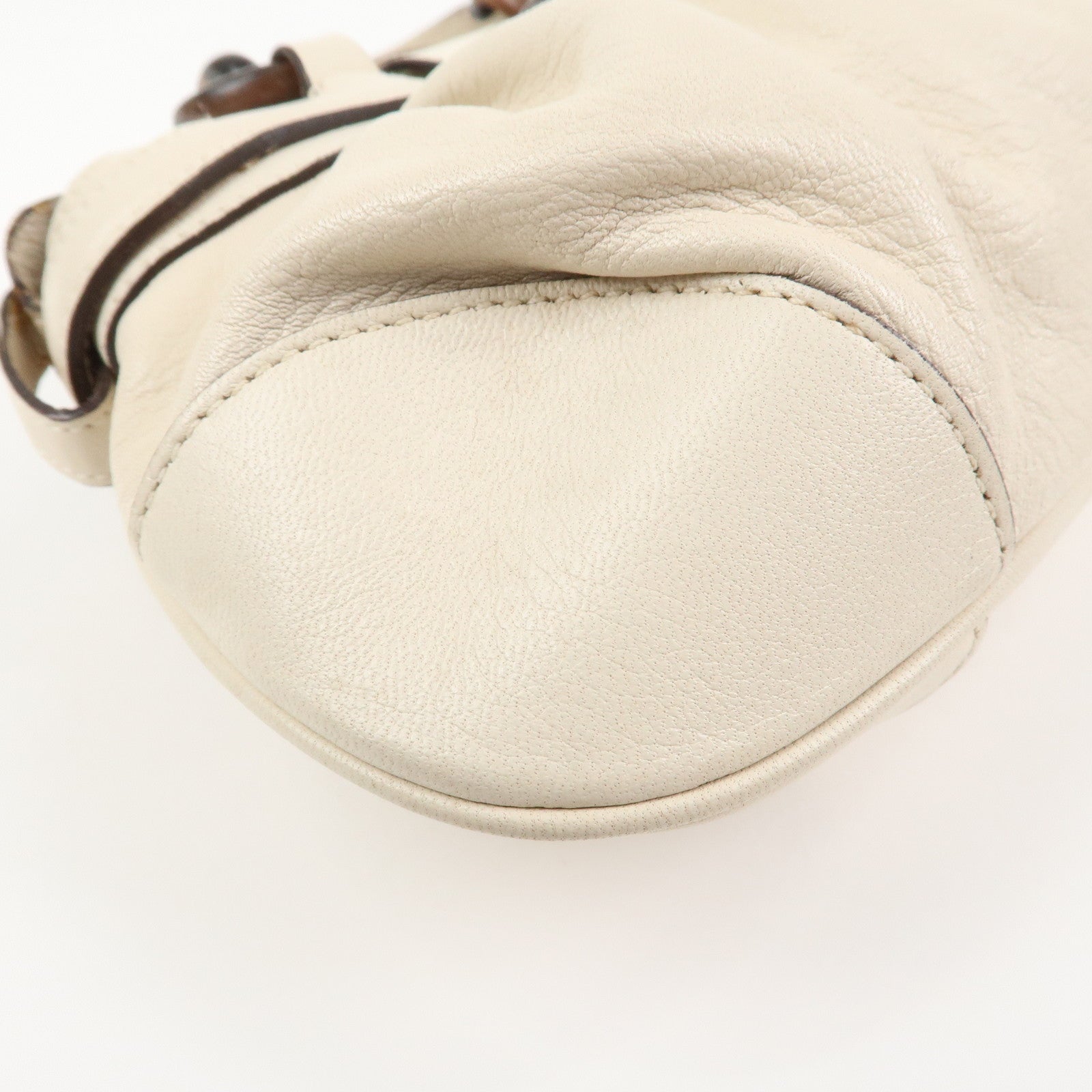 Ferragamo Leather 2 Way Bag Hand Bag Shoulder Bag Ivory