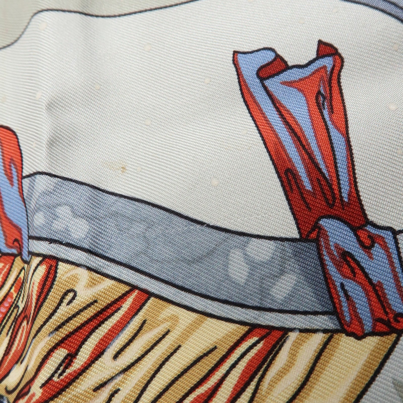 HERMES Carre 90 Silk 100% Scarf CAVALIERS DES NUAGES Gray Blue