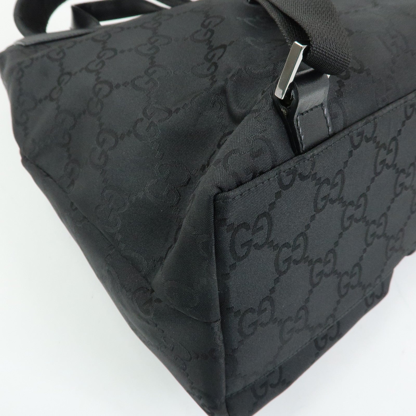 GUCCI GG Nylon Leather Backpack Rucksack Black 003・0238