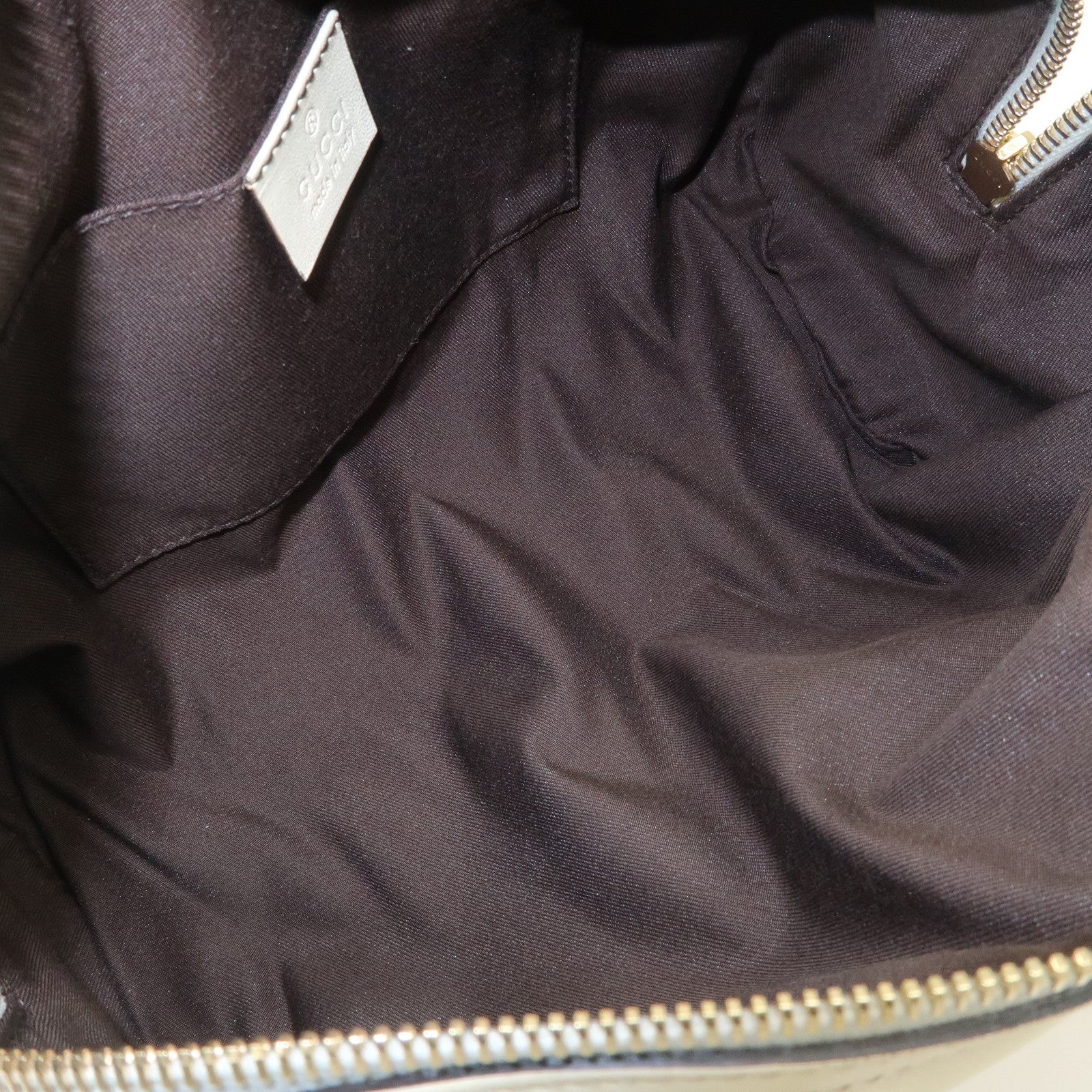 GUCCI Leather GG Crystal Hysteria Boston Bag Hand Bag Ecru 181485