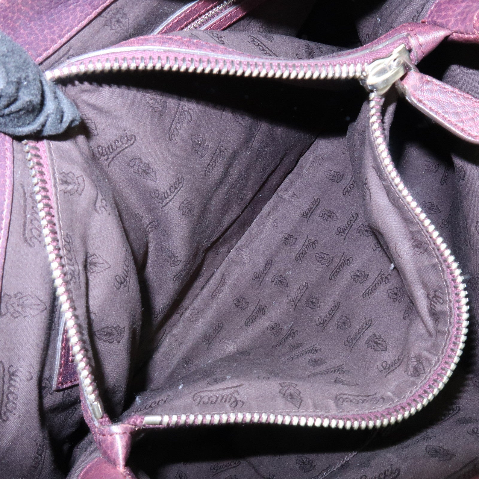 GUCCI Bamboo GG Canvas Leather Tote Hand Bag Beige Purple 232947