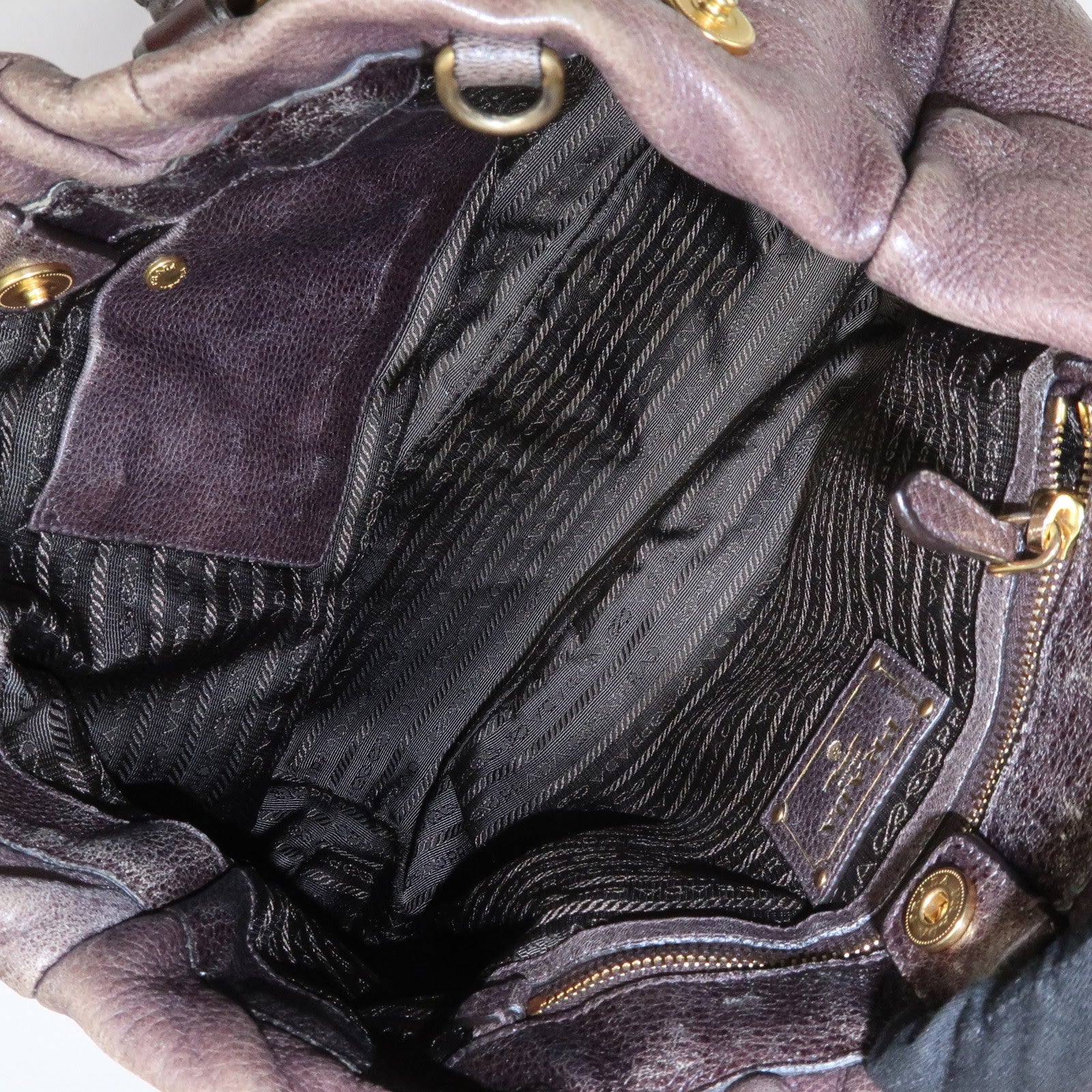 PRADA Leather 2Way Bag Hand Bag Shoulder Bag Brown