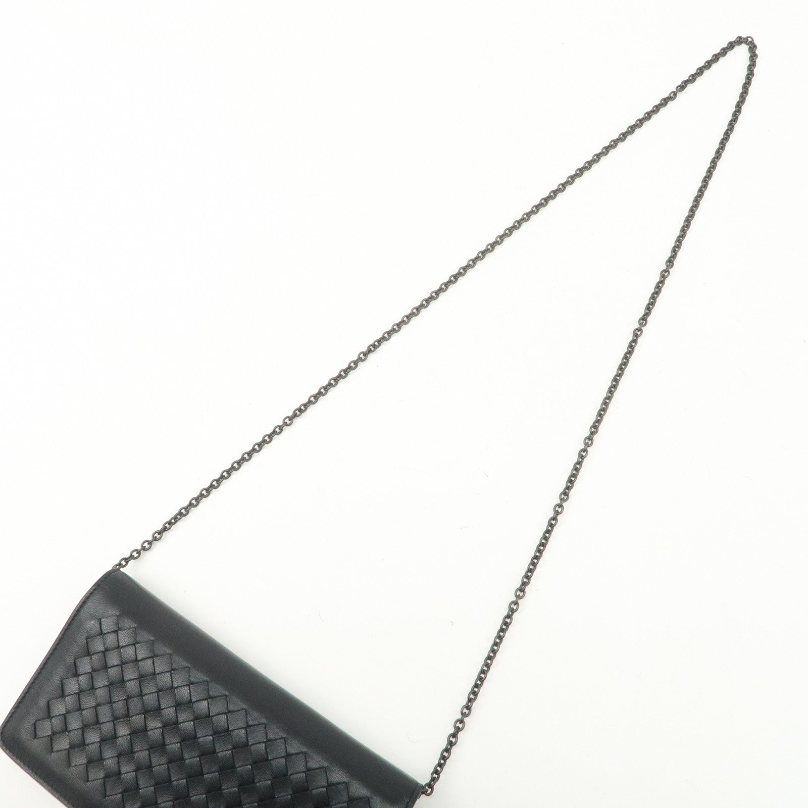 BOTTEGA VENETA Intrecciato Leather Chain Wallet Black