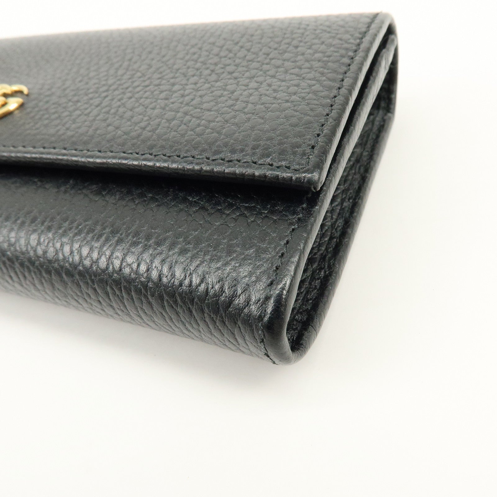 GUCCI GG Marmont Leather Long Flap Wallet Black 456116