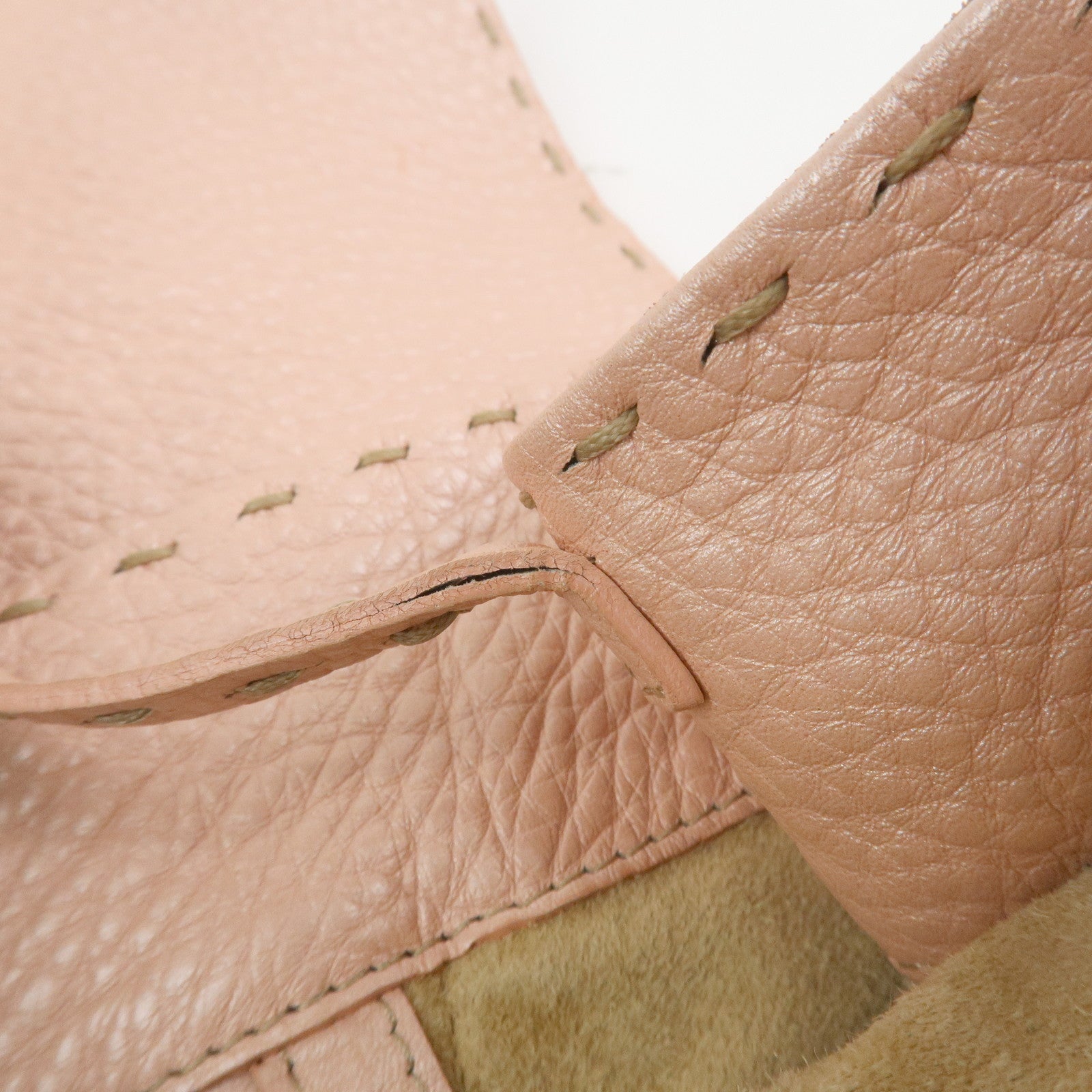 FENDI Seleria Linda Leather Shoulder Bag Hand Bag Pink 8BR442