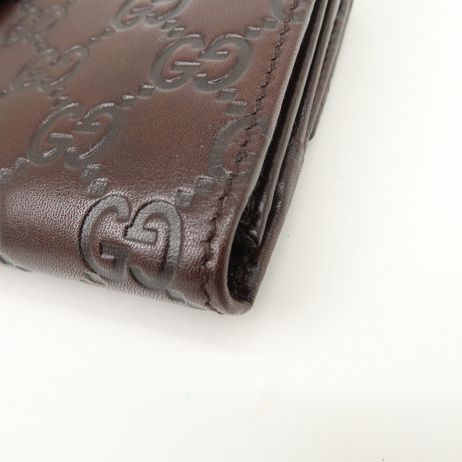 GUCCI Guccissima Leather W Hook Bi-Fold Long Wallet Brown 112715