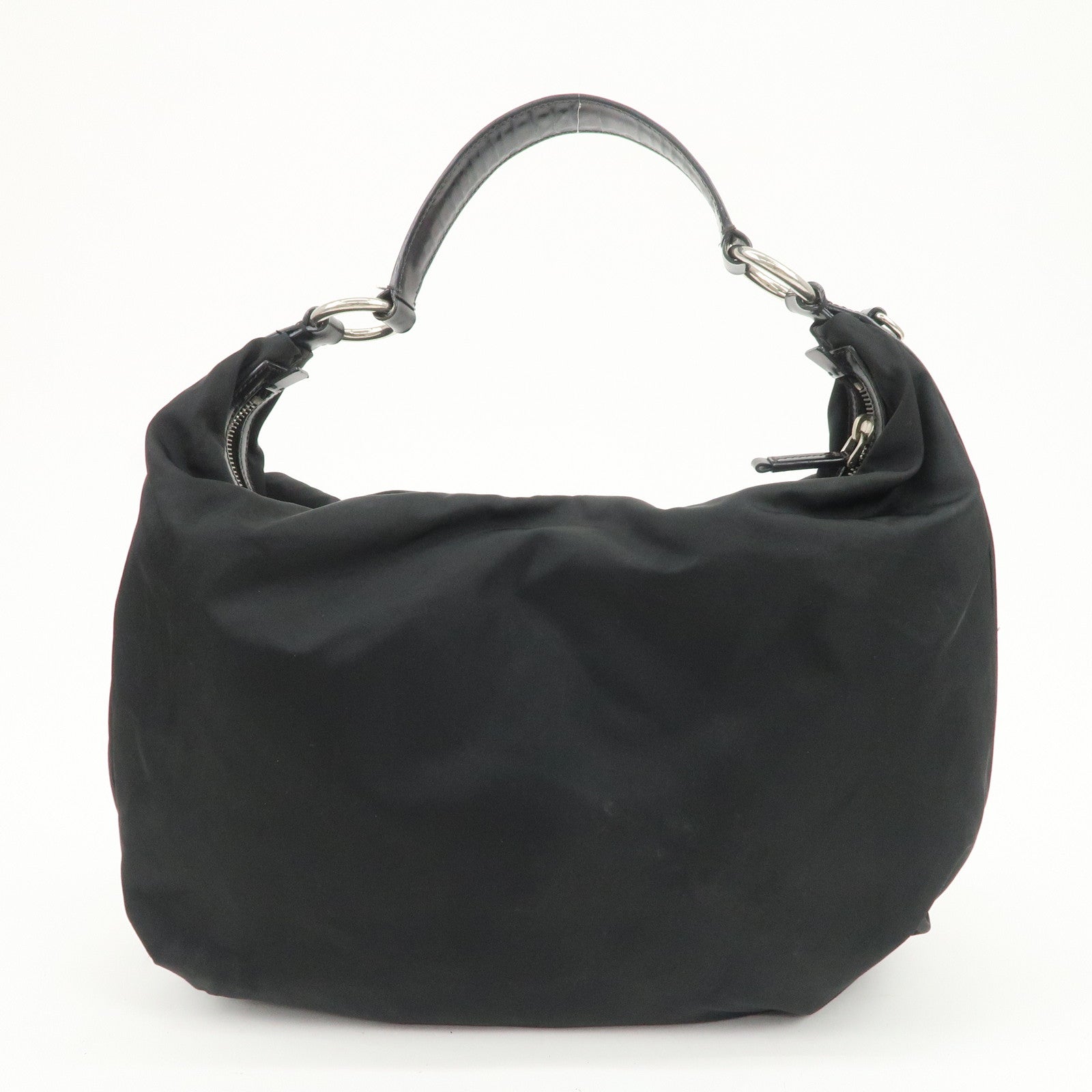 PRADA Logo Nylon Leather Shoulder Bag Hand Bag Black BR3287