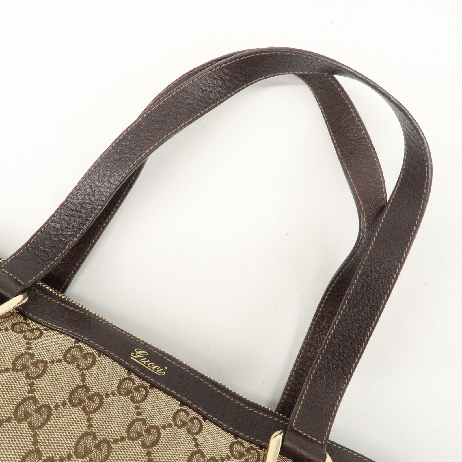 GUCCI Abbey GG Canvas Leather Shoulder Hand Bag Beige Brown 141470 Used
