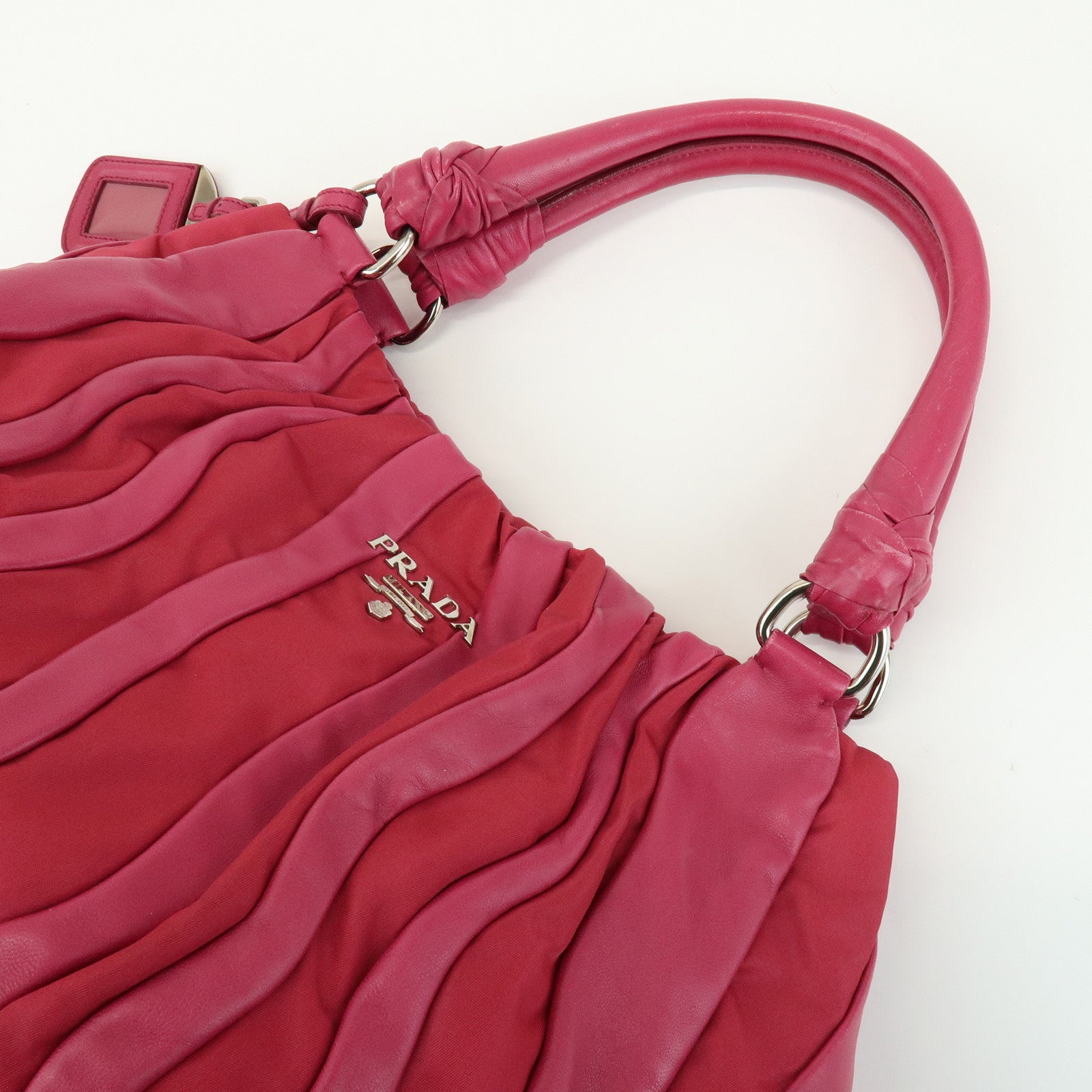 PRADA Nappa Leather Nylon Hand Bag Shoulder Bag Pink BR3994