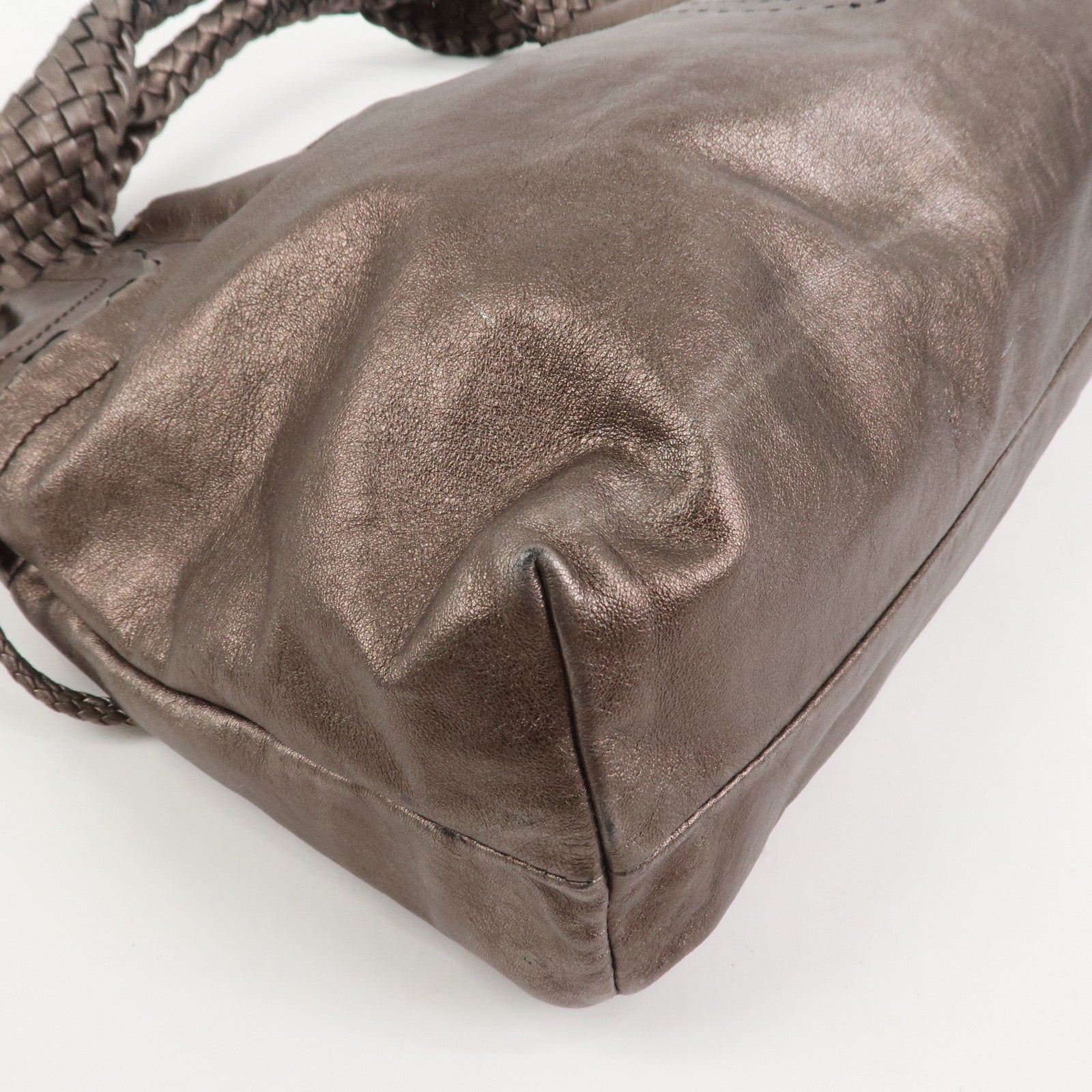 Ferragamo Gancini Leather Tote Bag Shoulder Bag Bronze