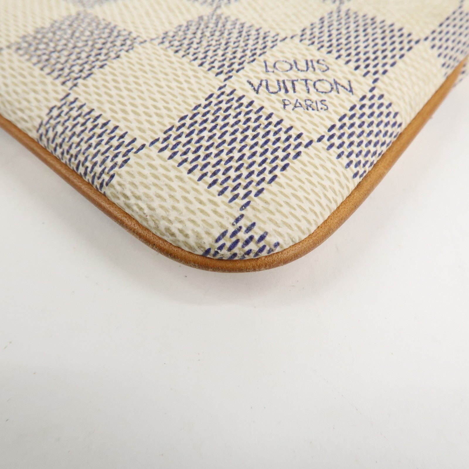 Louis Vuitton Damier Azur Pochette Milla MM Mini Pouch N60027 Used