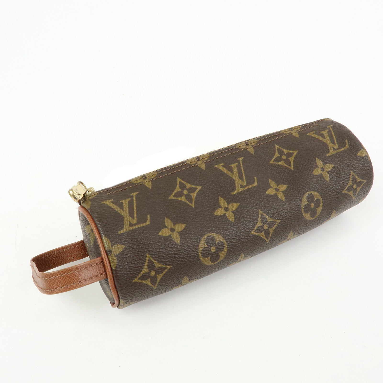 Louis Vuitton Monogram Trousse Ronde Pen Case Brown M47630