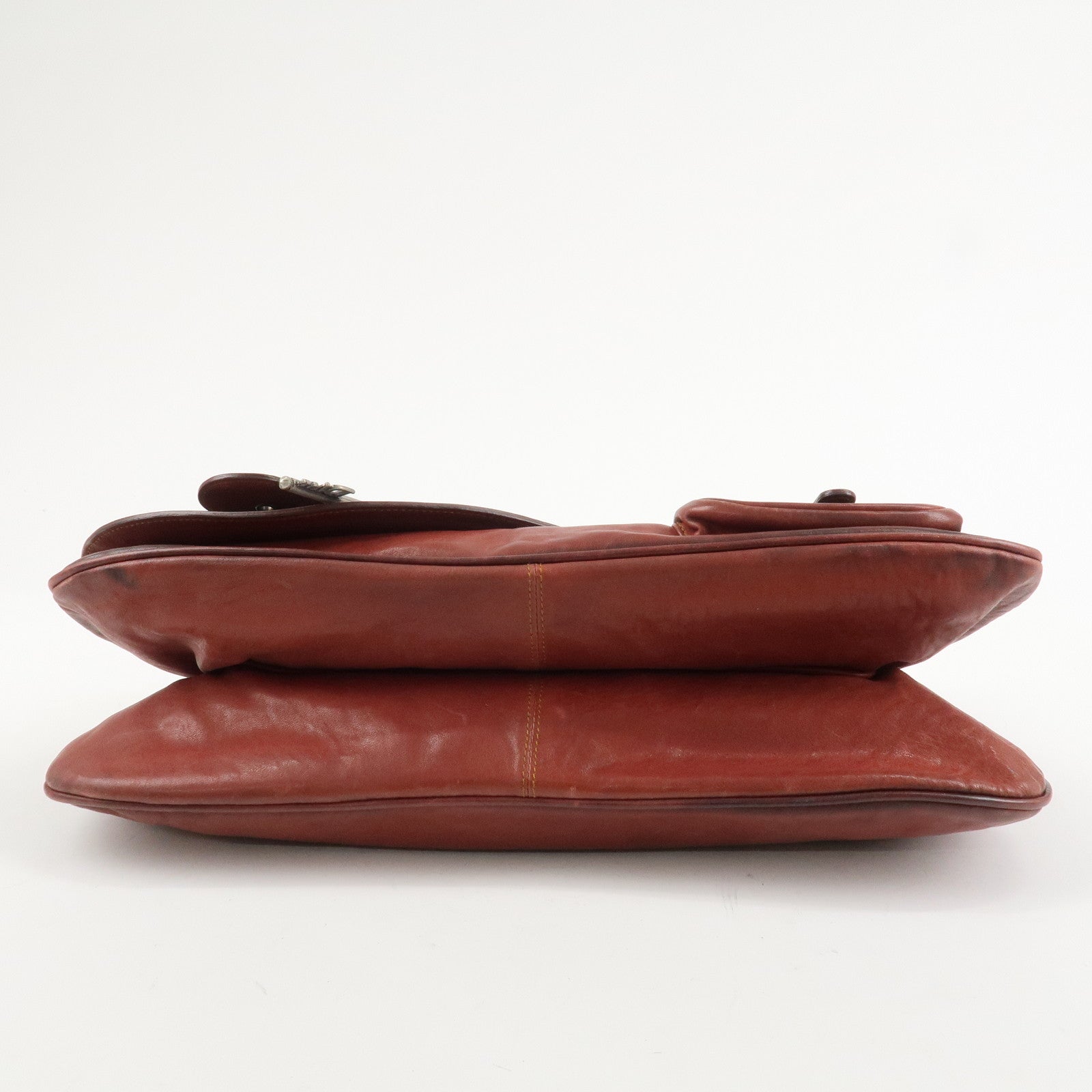 Christian Dior Gaucho Leather Saddle Bag Shoulder Bag Red Brown Used