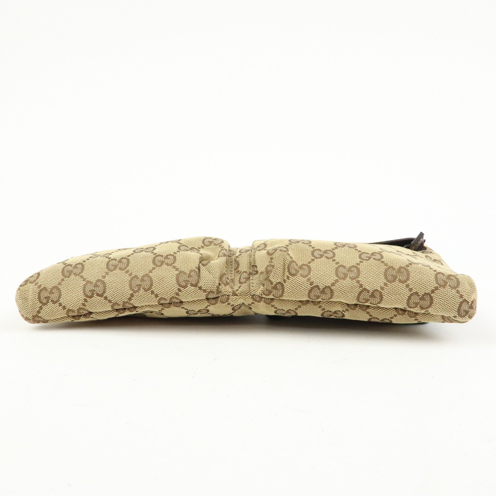 GUCCI GG Canvas Leather Waist Bag Crossbody Bag Beige Brown 28566