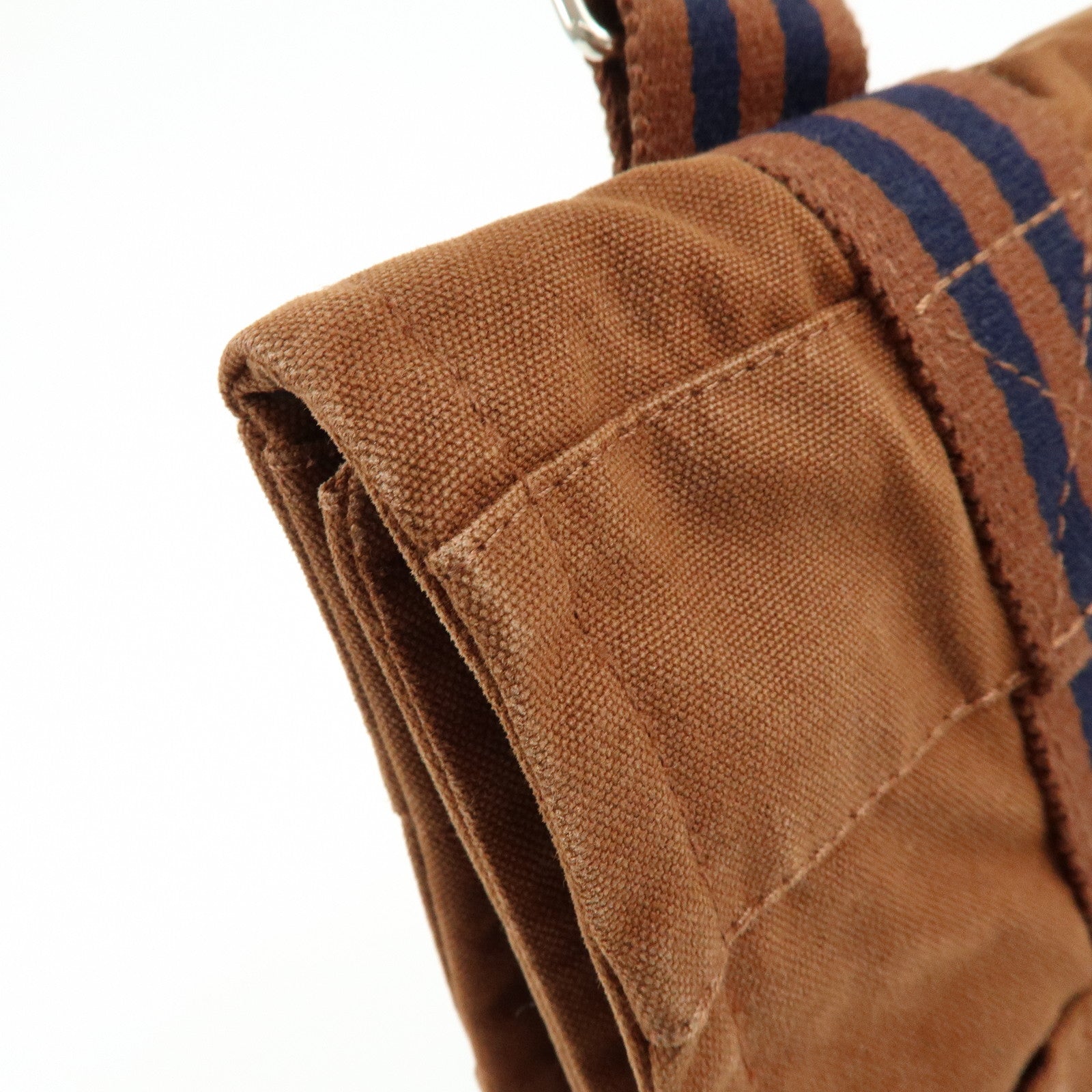 HERMES Basas MM Fourre Toute Canvas Shoulder Bag Brown