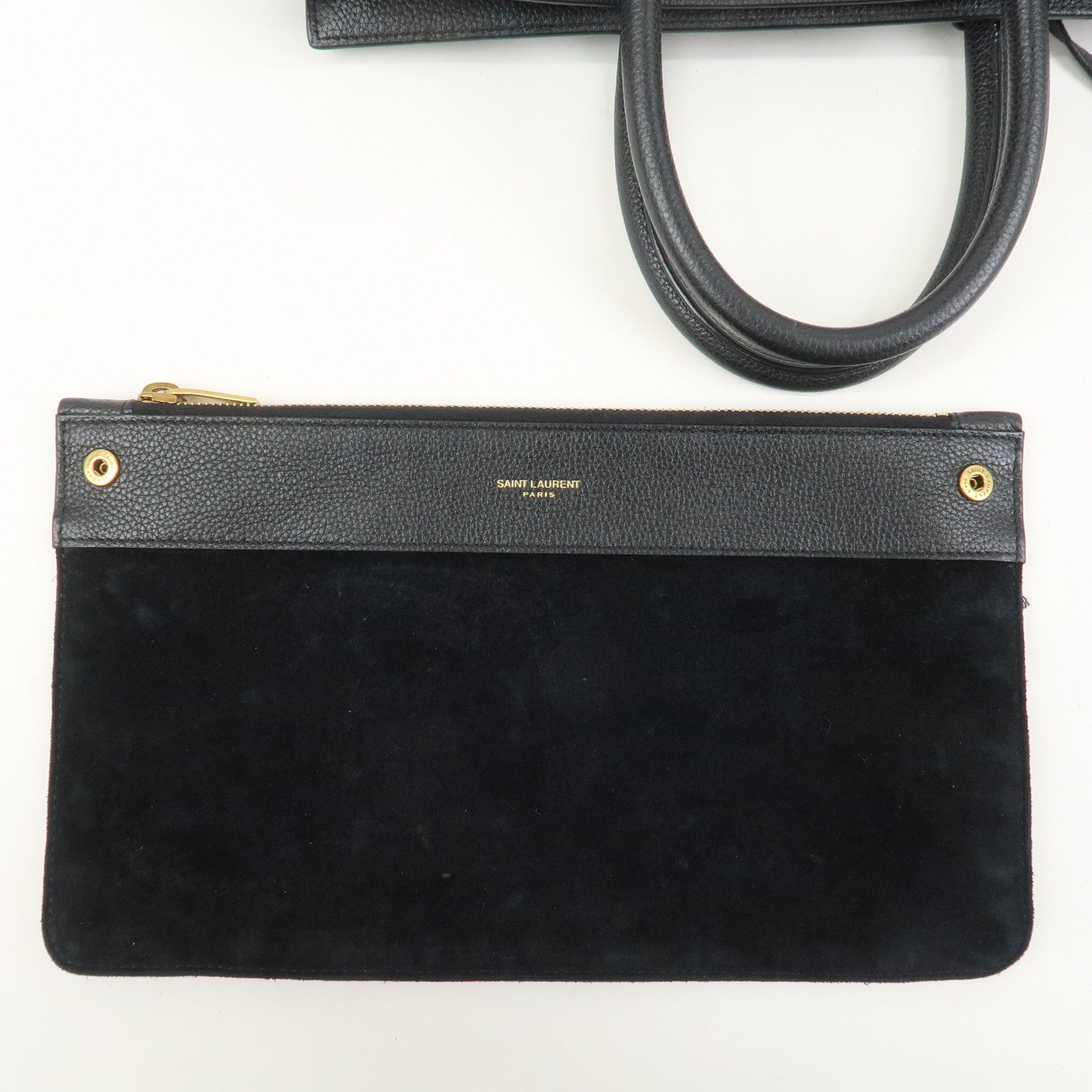 SAINT LAURENT PARIS Grain Calf Leather 2Way Bag Black 717447
