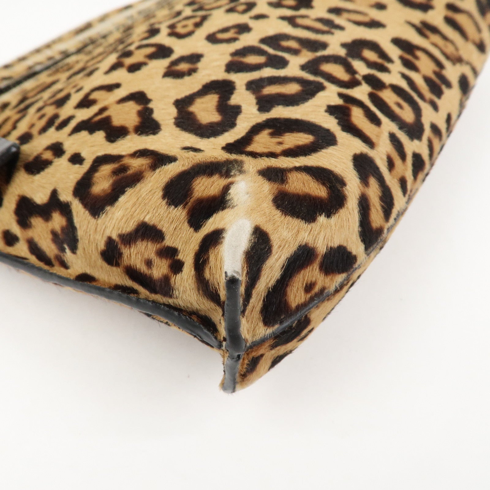 LOEWE Anagram Logo Unborn Calf Leather Clutch Bag Pouch Leopard