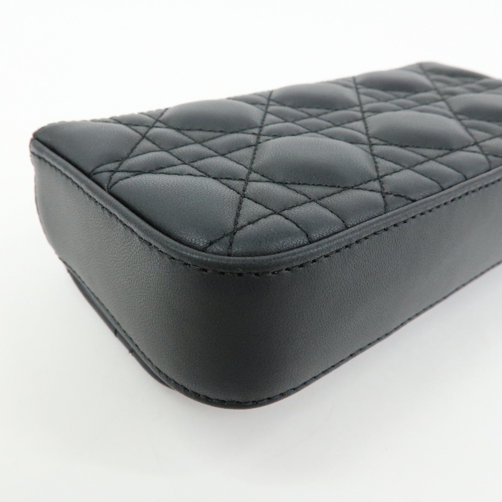 Christian Dior Canage My Dior Lamb Skin Dior Talk Phone Bag Black