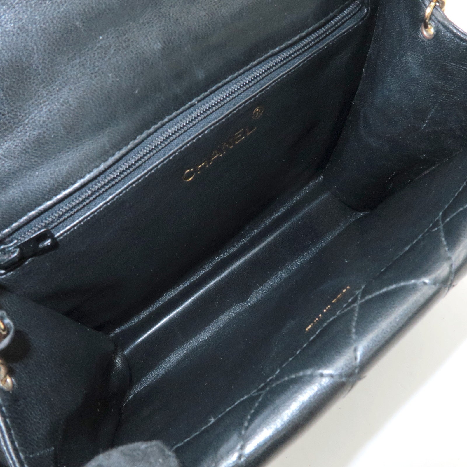CHANEL COCO Mark Matelasse Lamb skin Chain Shoulder Bag Black Used