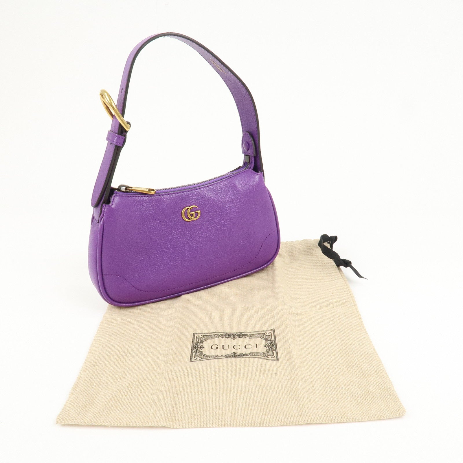 GUCCI GG Marmont Aphrodite Leather Small Hand Bag Purple 739076