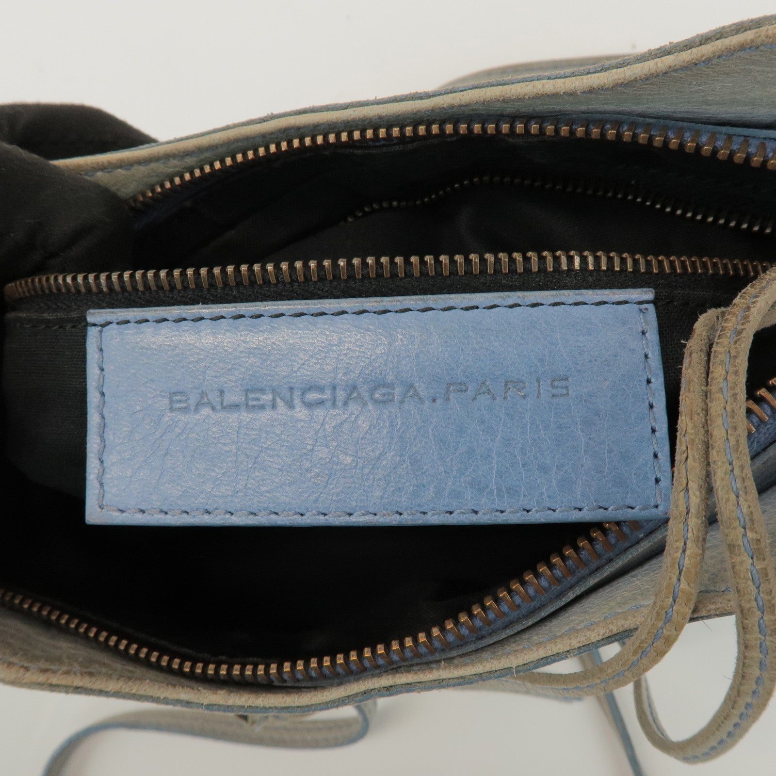 BALENCIAGA The Hip Leather Shoulder Crossbody Bag Light Blue 242803