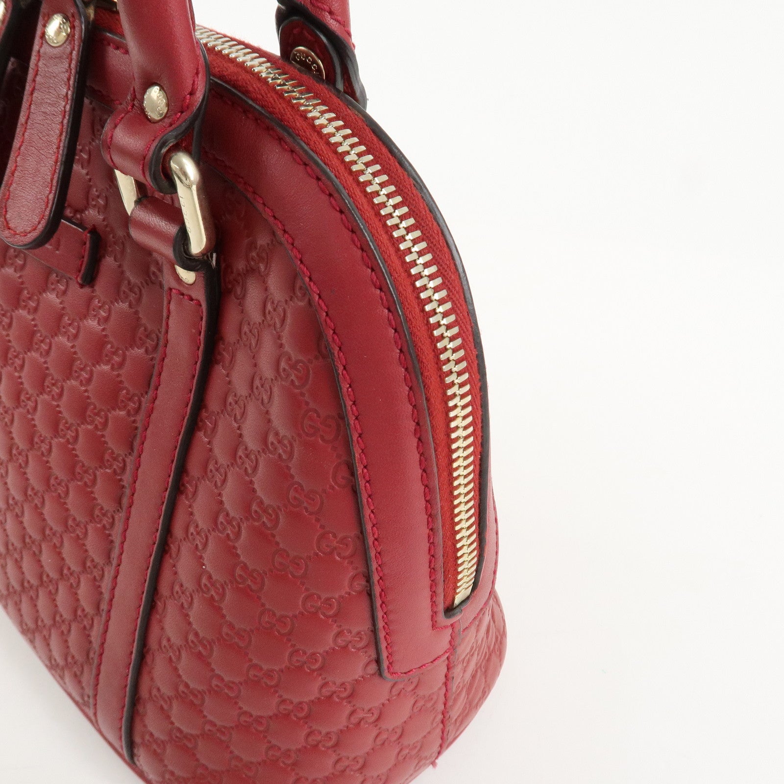 GUCCI Micro Guccissima Leather 2Way Hand Shoulder Bag Red 449654 Used
