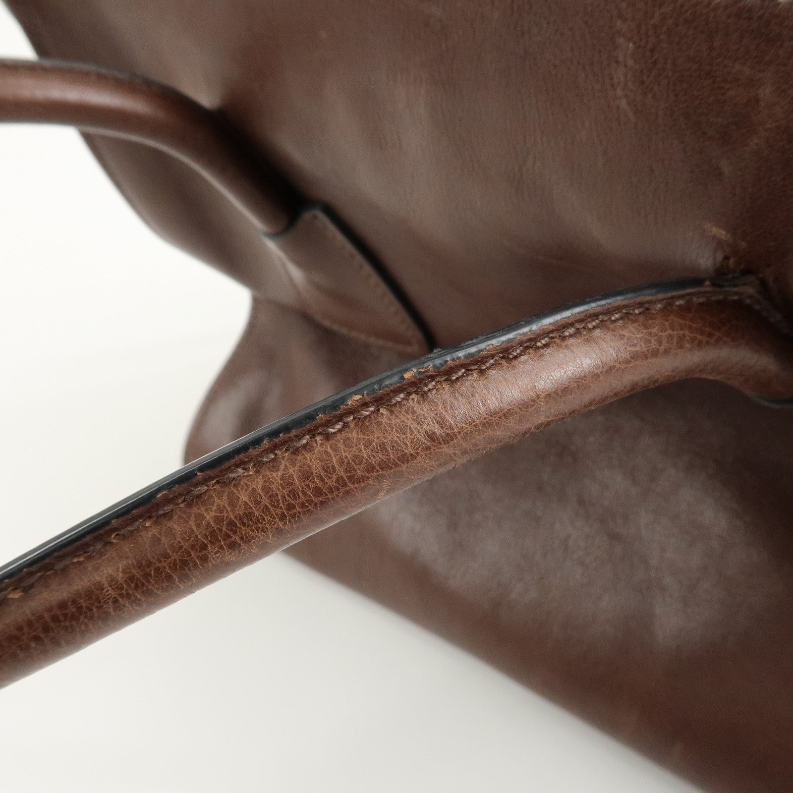 PRADA Triangle Logo Leather 2way Hand Bag Shoulder Bag Brown BN2619 Used