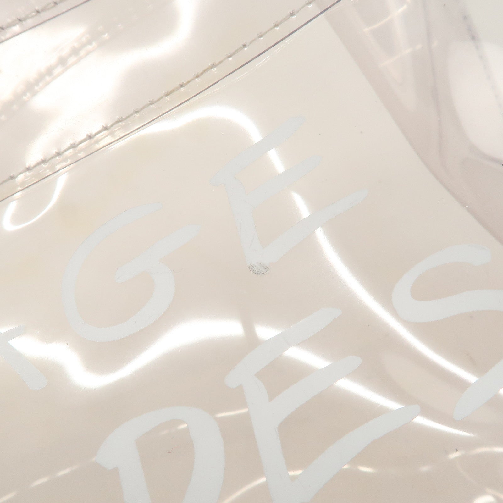 HERMES Kelly Vinyl Hand Bag Clear Transparent Gold Hardware Used