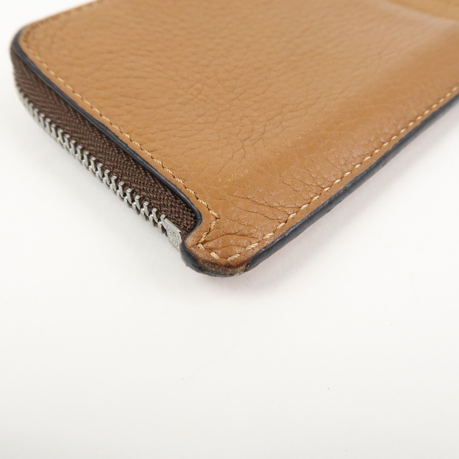 LOEWE Anagram Leather Fragment Card Case Brown