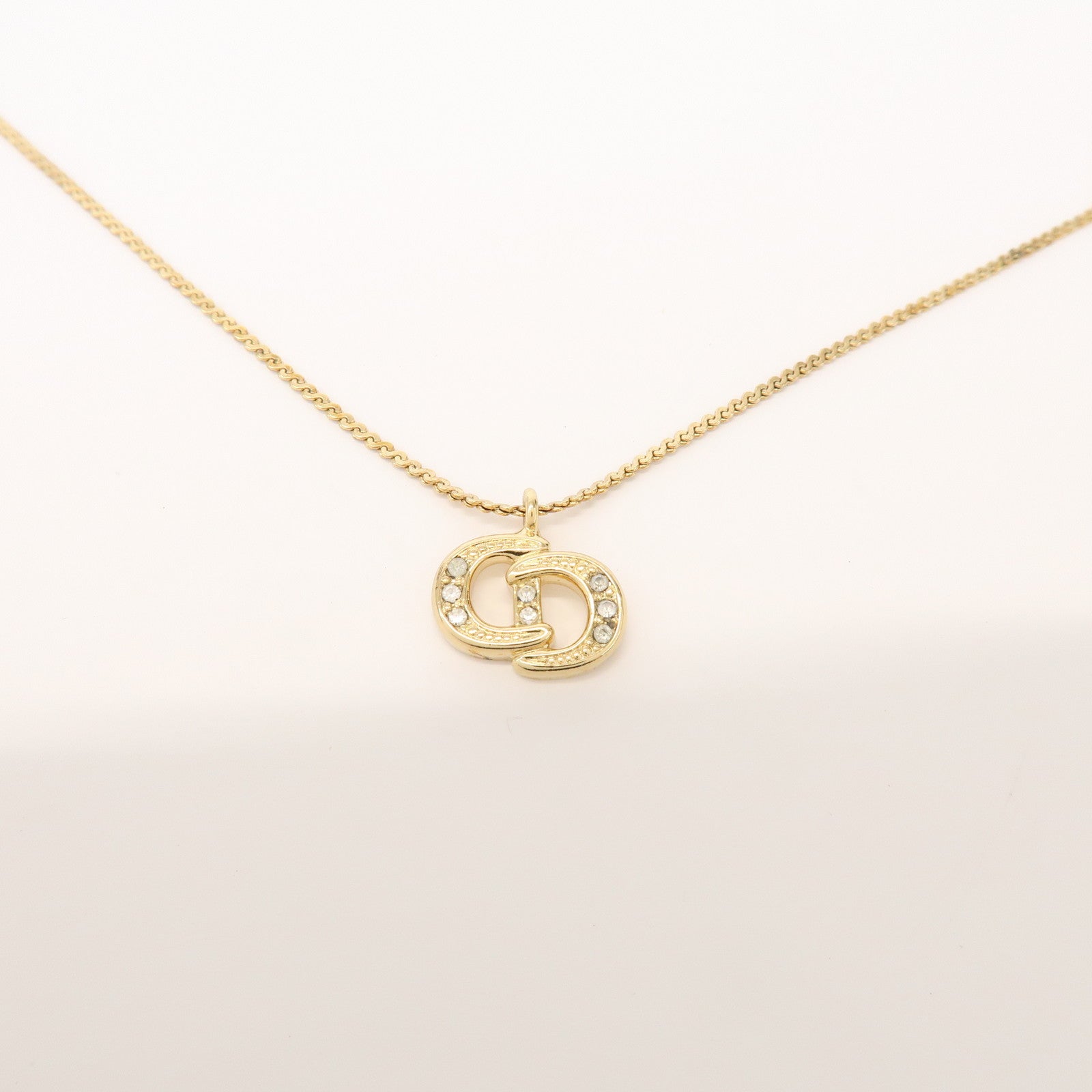 Christian Dior CD Logo Metal Necklace Choker Gold
