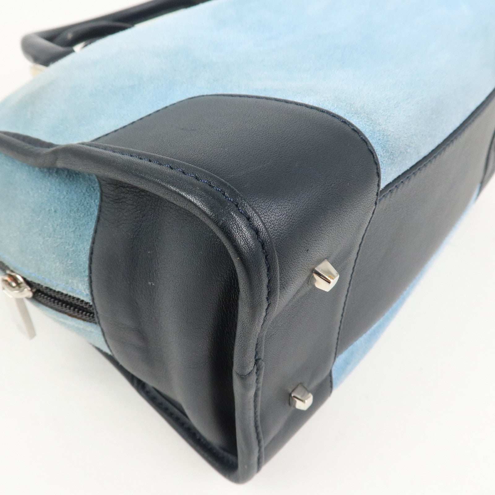 LOEWE Anagram Suede Leather Amazona 28 Hand Bag Blue