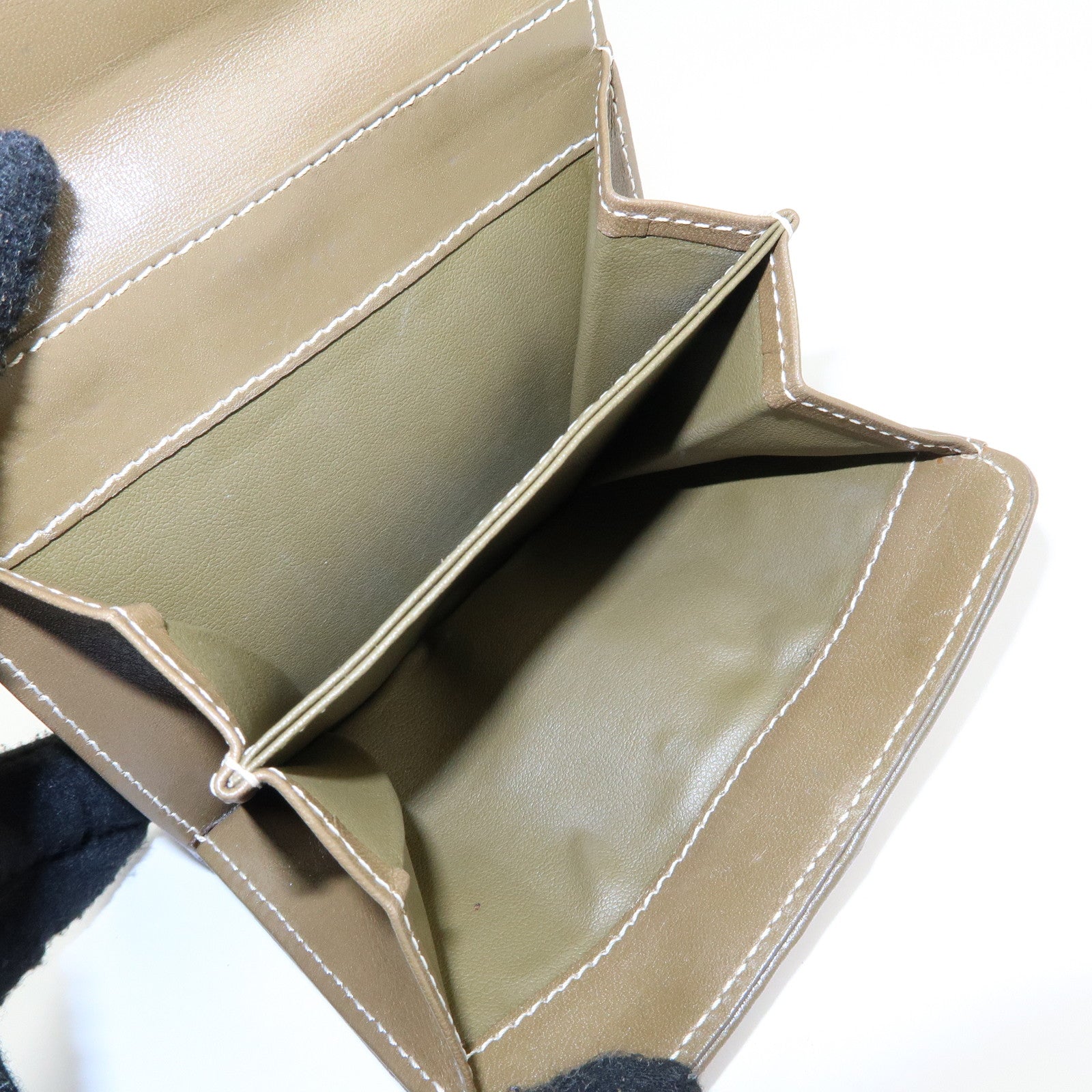 CELINE C Macadam Canvas Leather Compact Wallet Khaki