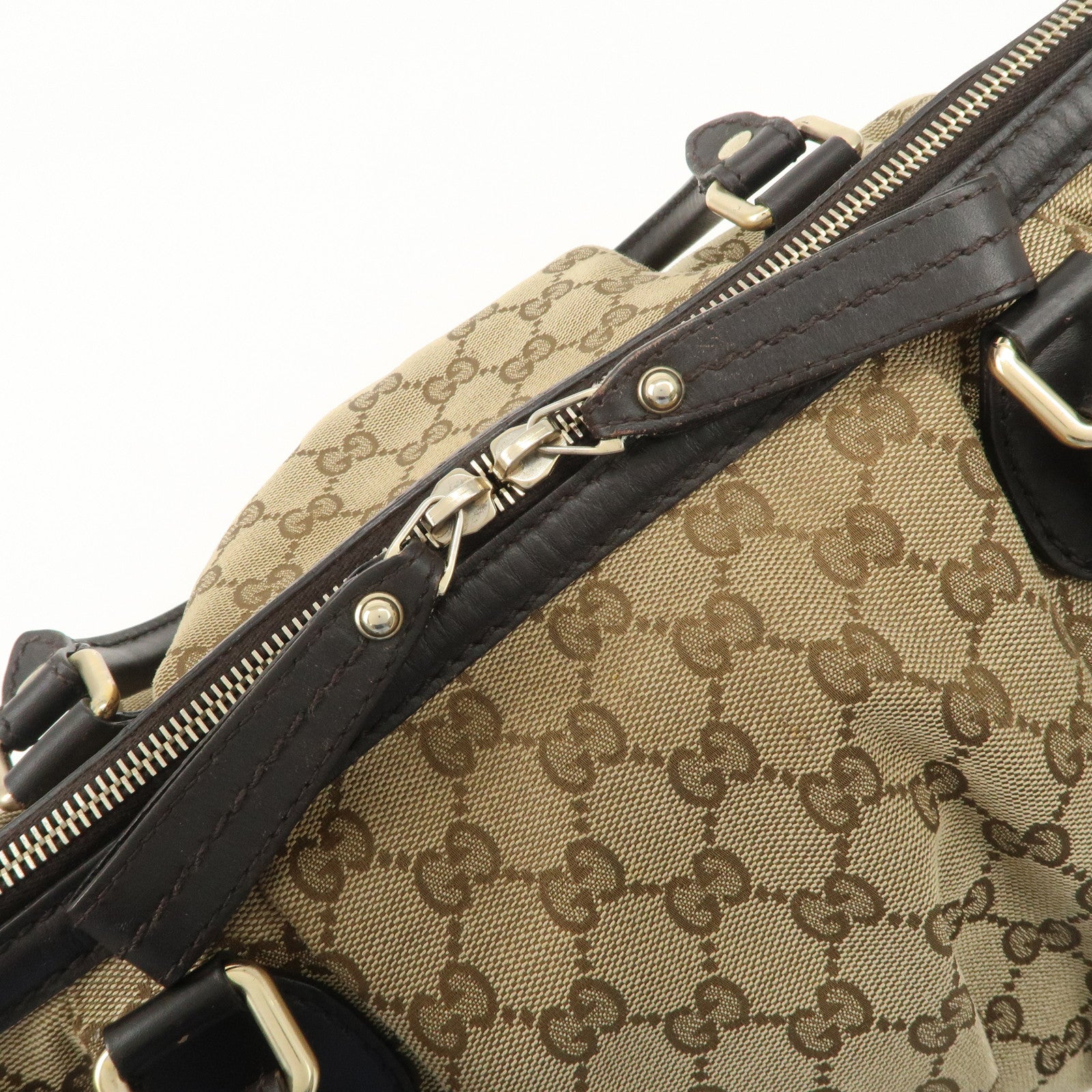 GUCCI Sukey GG Canvas Leather 2Way Tote Bag Beige Dark Brown 285730 Used