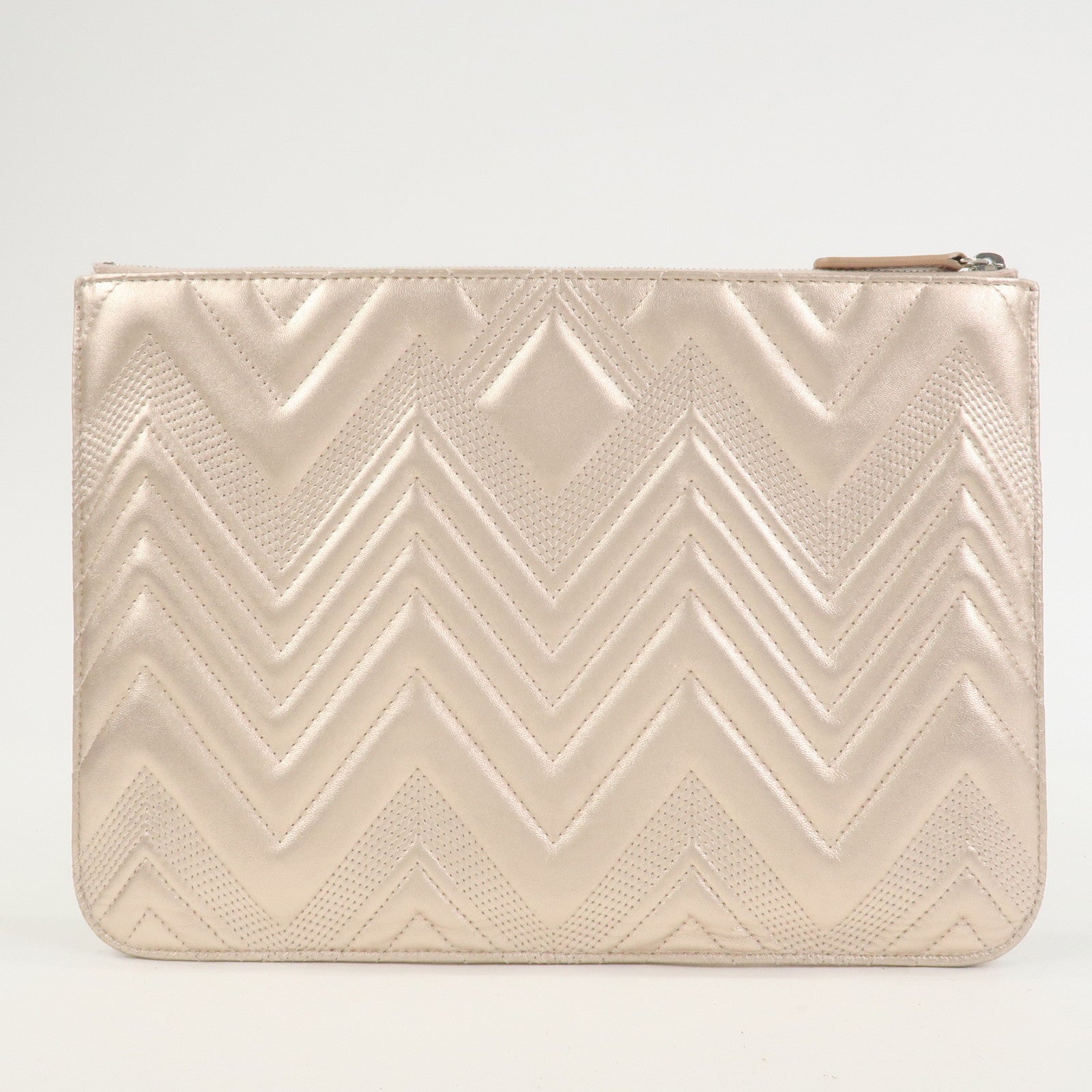 CHANEL Lambskin Clutch Bag Pouch Champane Pink