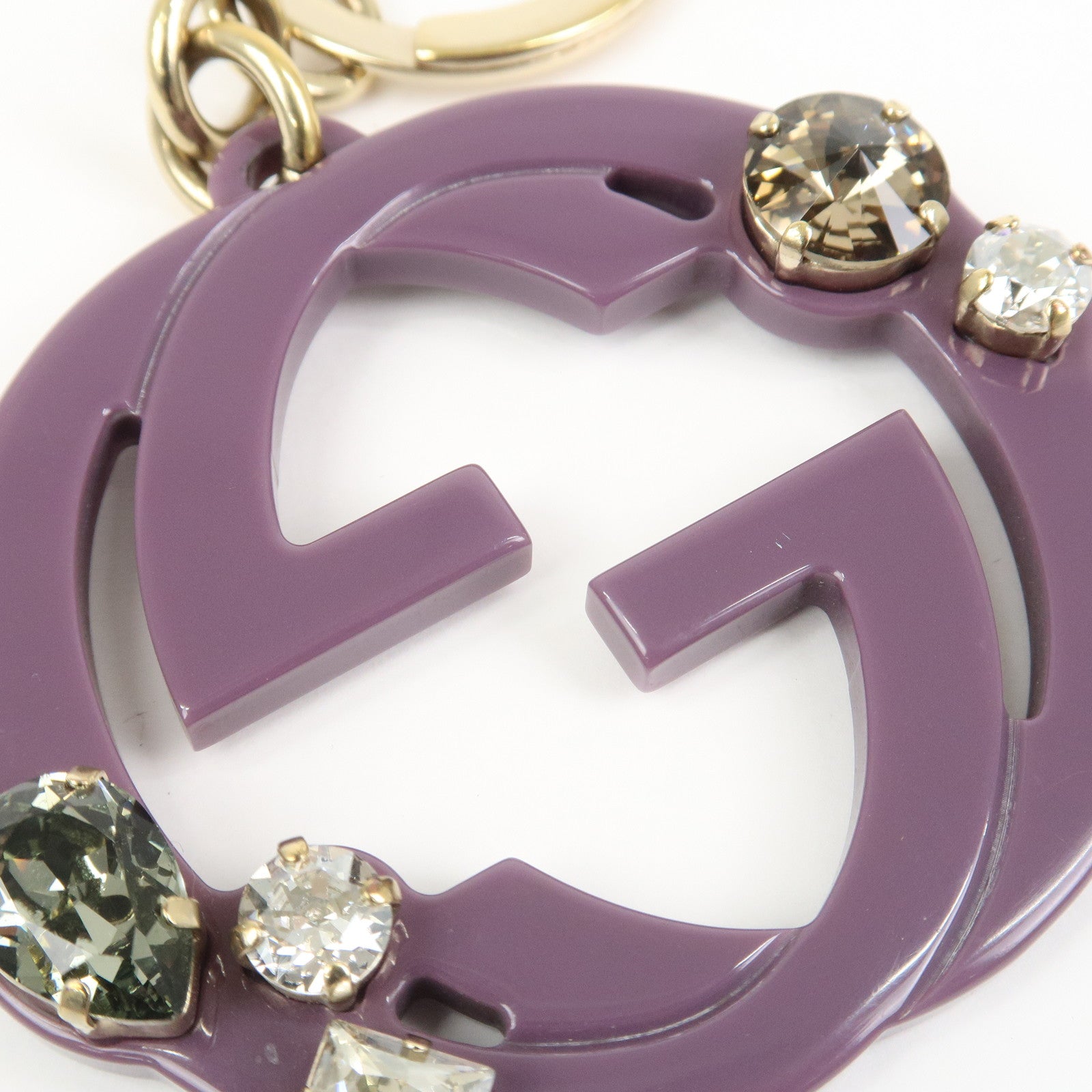GUCCI Interlocking G Bijou Bag Charm Key Holder Purple 354359
