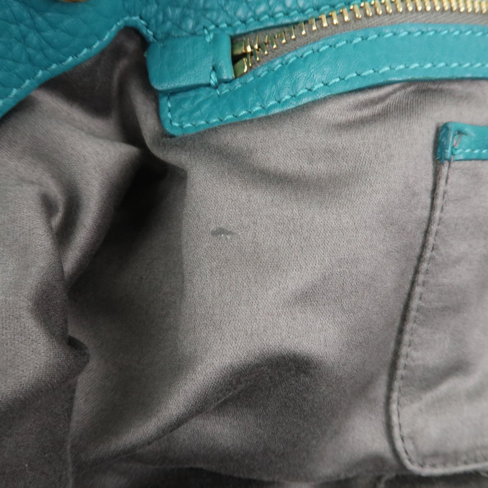 MIU MIU Logo Leather Shoulder Bag Hand Bag Green