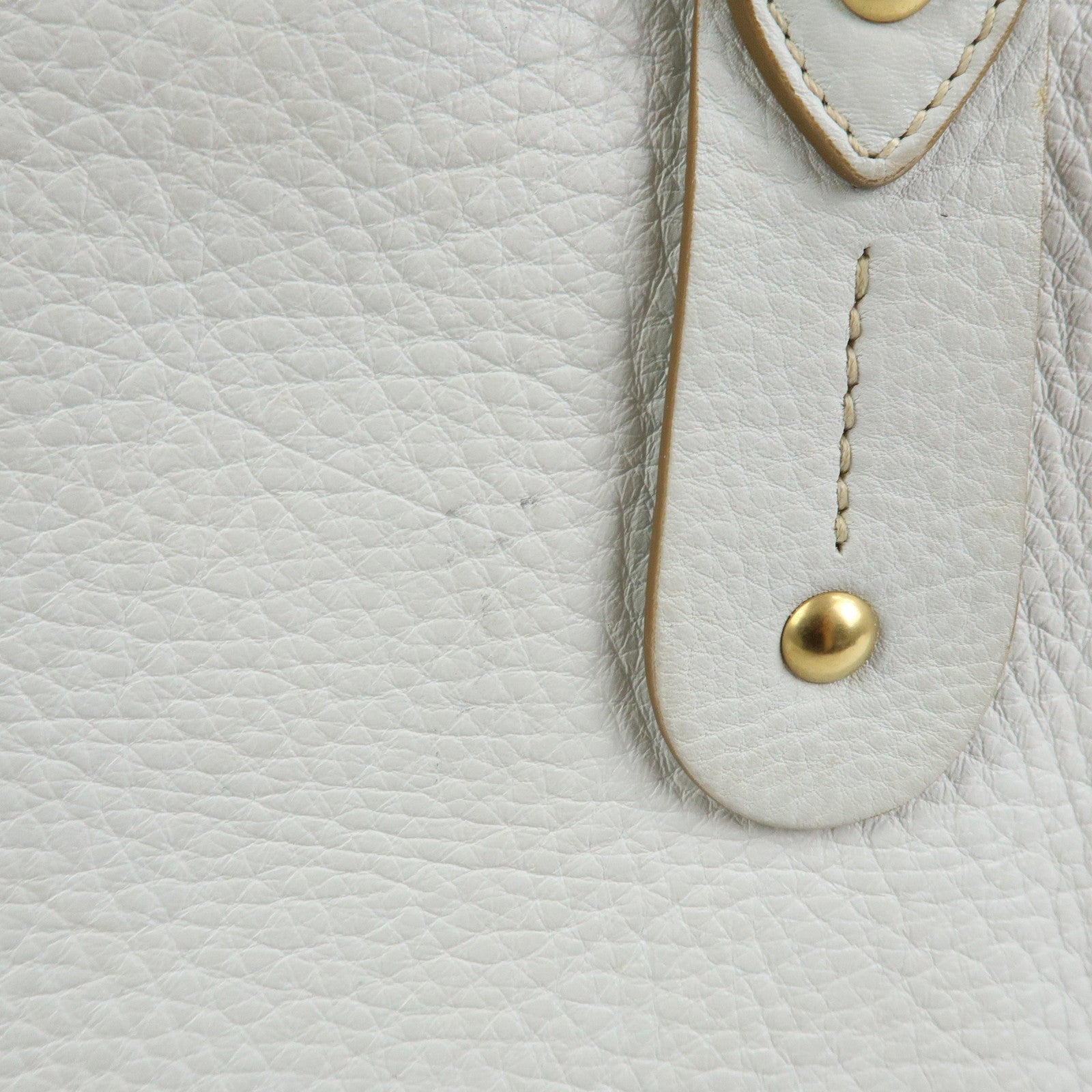 Ferragamo Logo Leather Tote Bag Hand Bag Shoulder Bag White