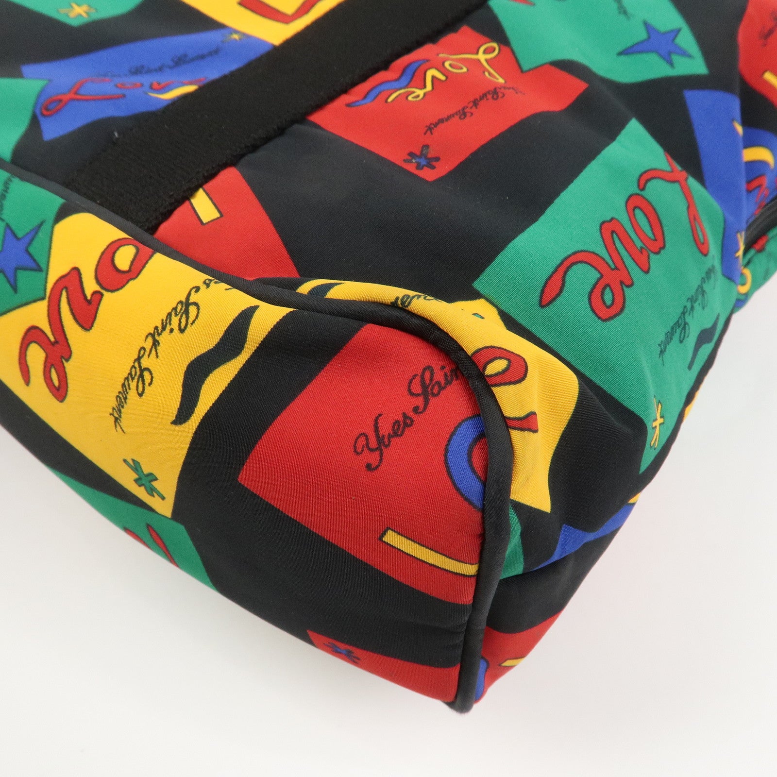 SAINT LAURENT Logo Nylon Black Hand Bag Multicolor
