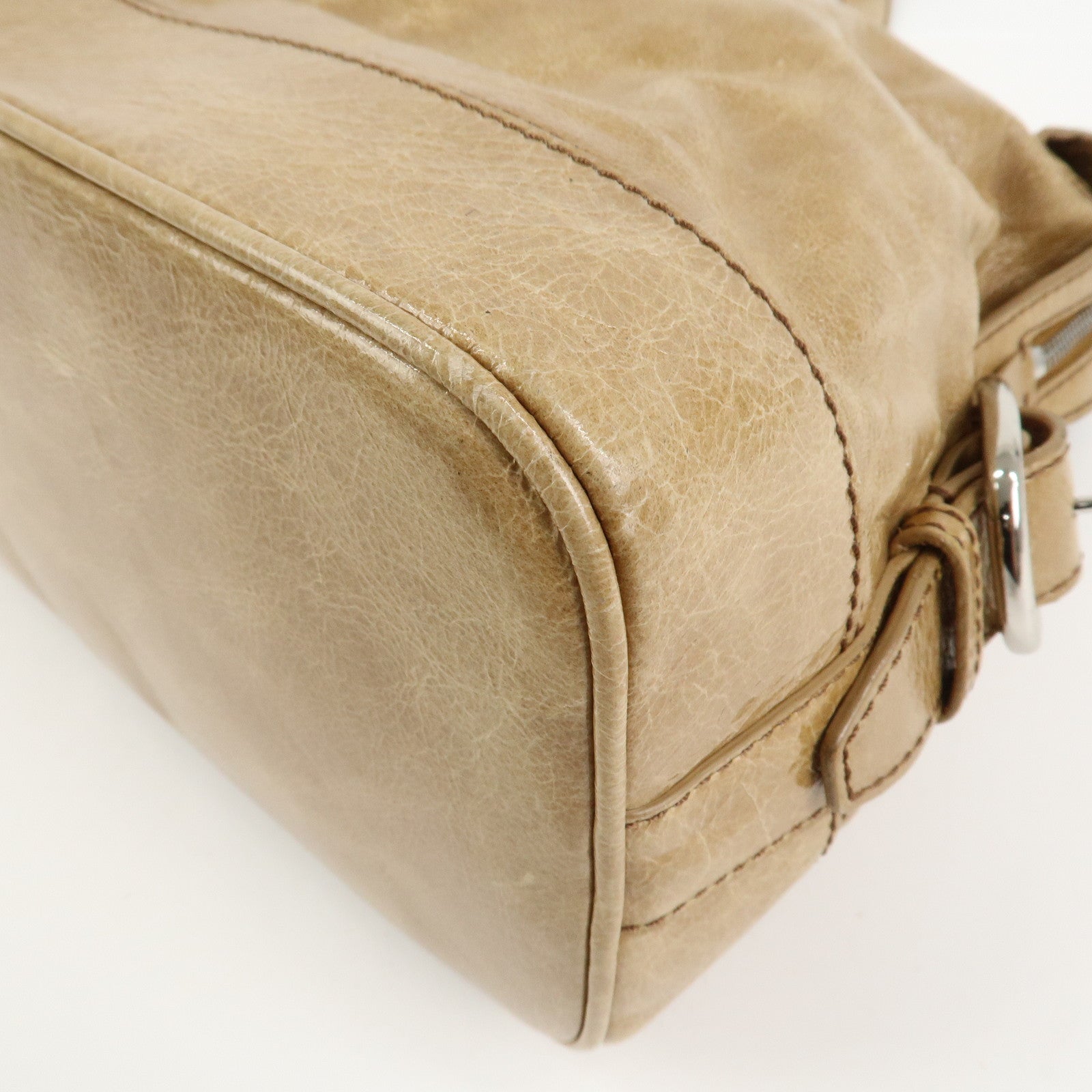 CELINE Macadam Patent Leather Shoulder Bag Tote Bag Light Brown