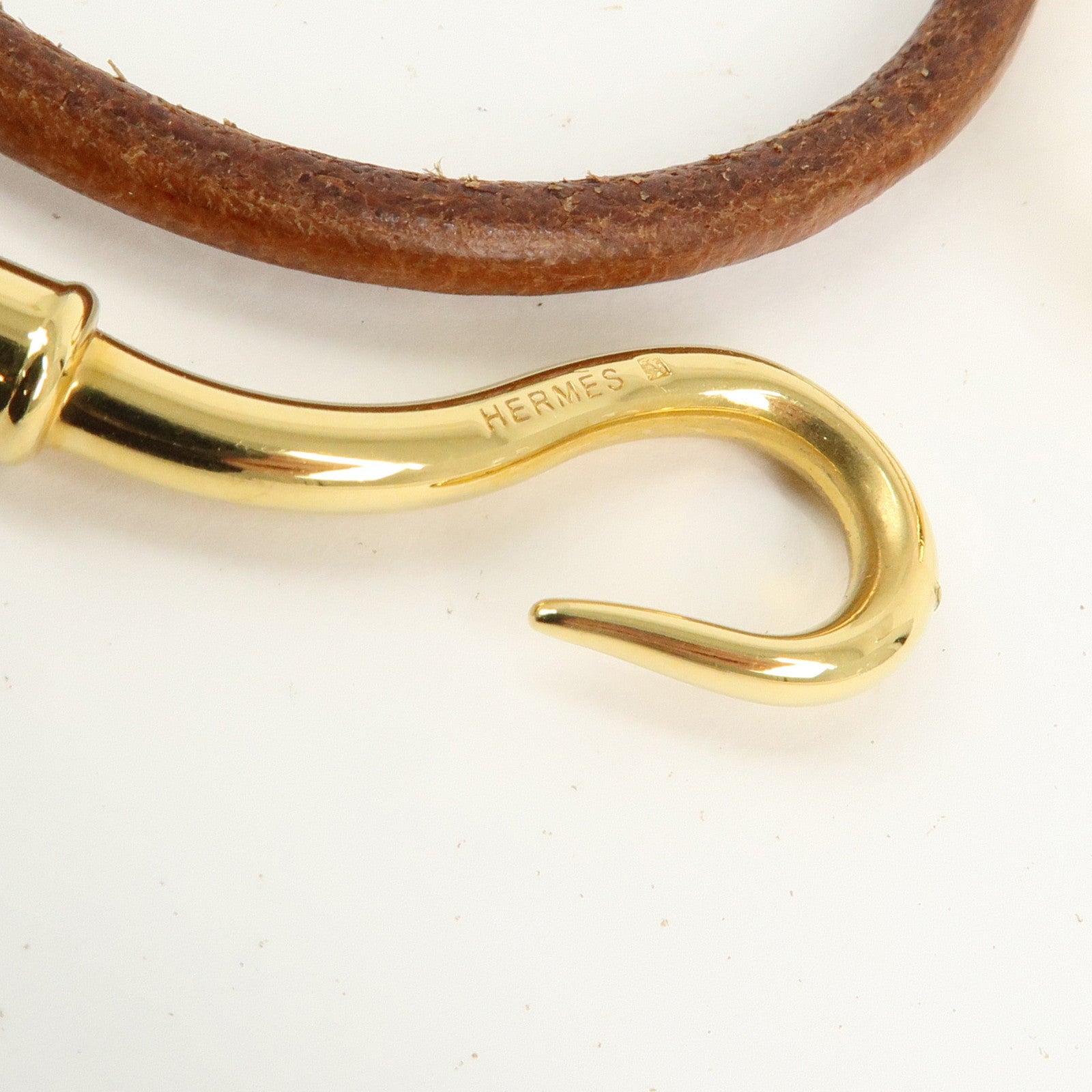 HERMES Jumbo Leather Choker Bracelet Brown