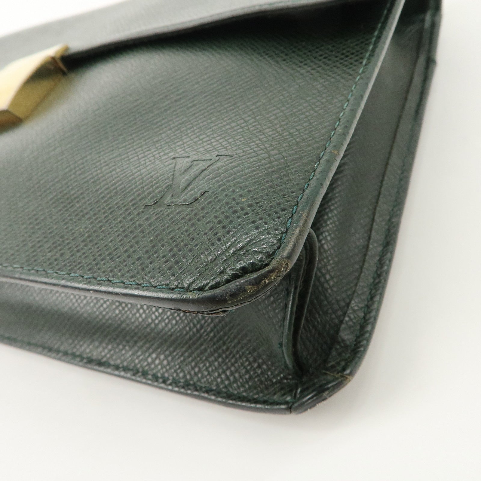 Louis Vuitton Taiga Leather Selenga Clutch Bag Epicea M30784 Used