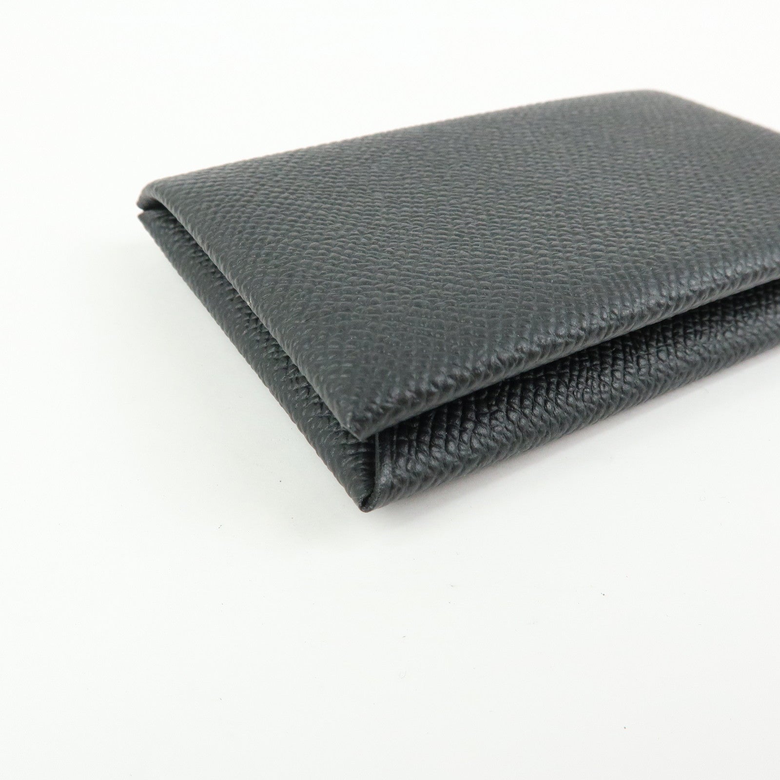 HERMES CALVI Duo Veau Epsom Card Case Card Holder W Stamped Black