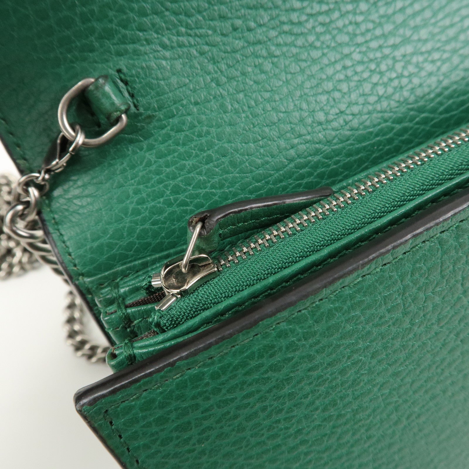 GUCCI Dionysus Leather Chain Shoulder Bag Green 401231