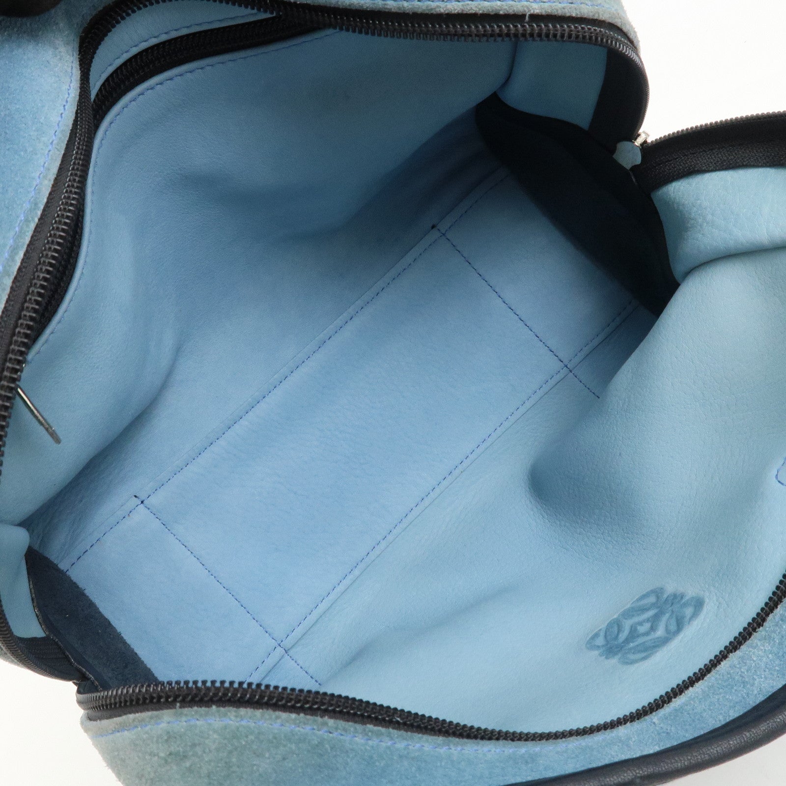 LOEWE Anagram Suede Leather Amazona 28 Hand Bag Blue